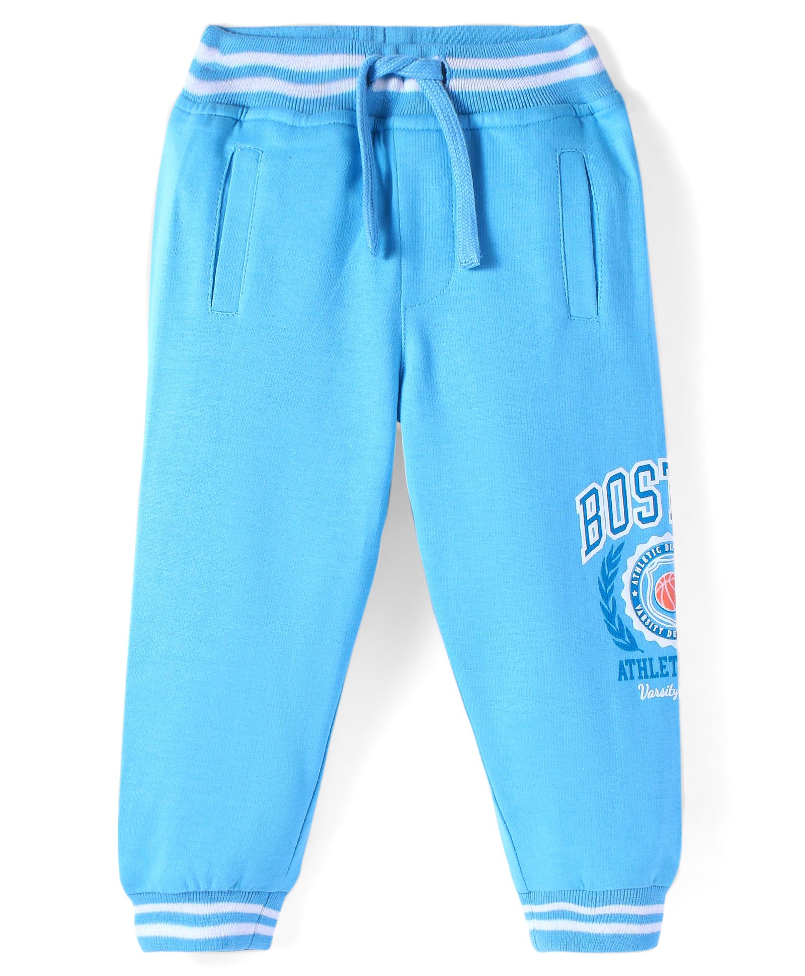 Babyhug Terry Knit Full Length Lounge Pants with Text Print - Light Blue-picture-16