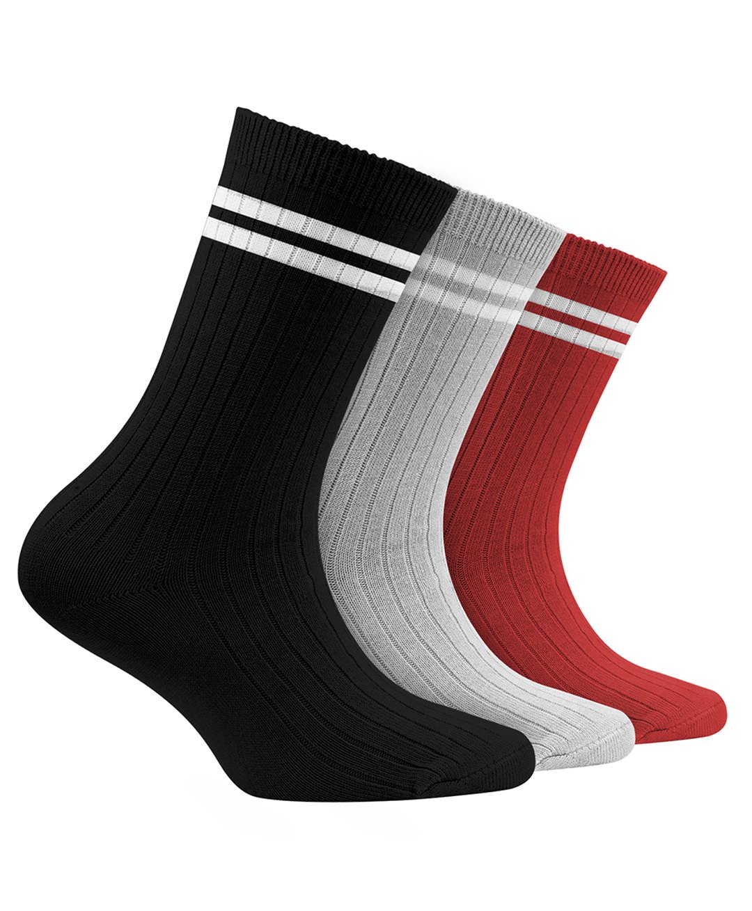 Footprints Set Of 3 Organic Cotton Ribbed Style Socks - Multi Colour-picture-36