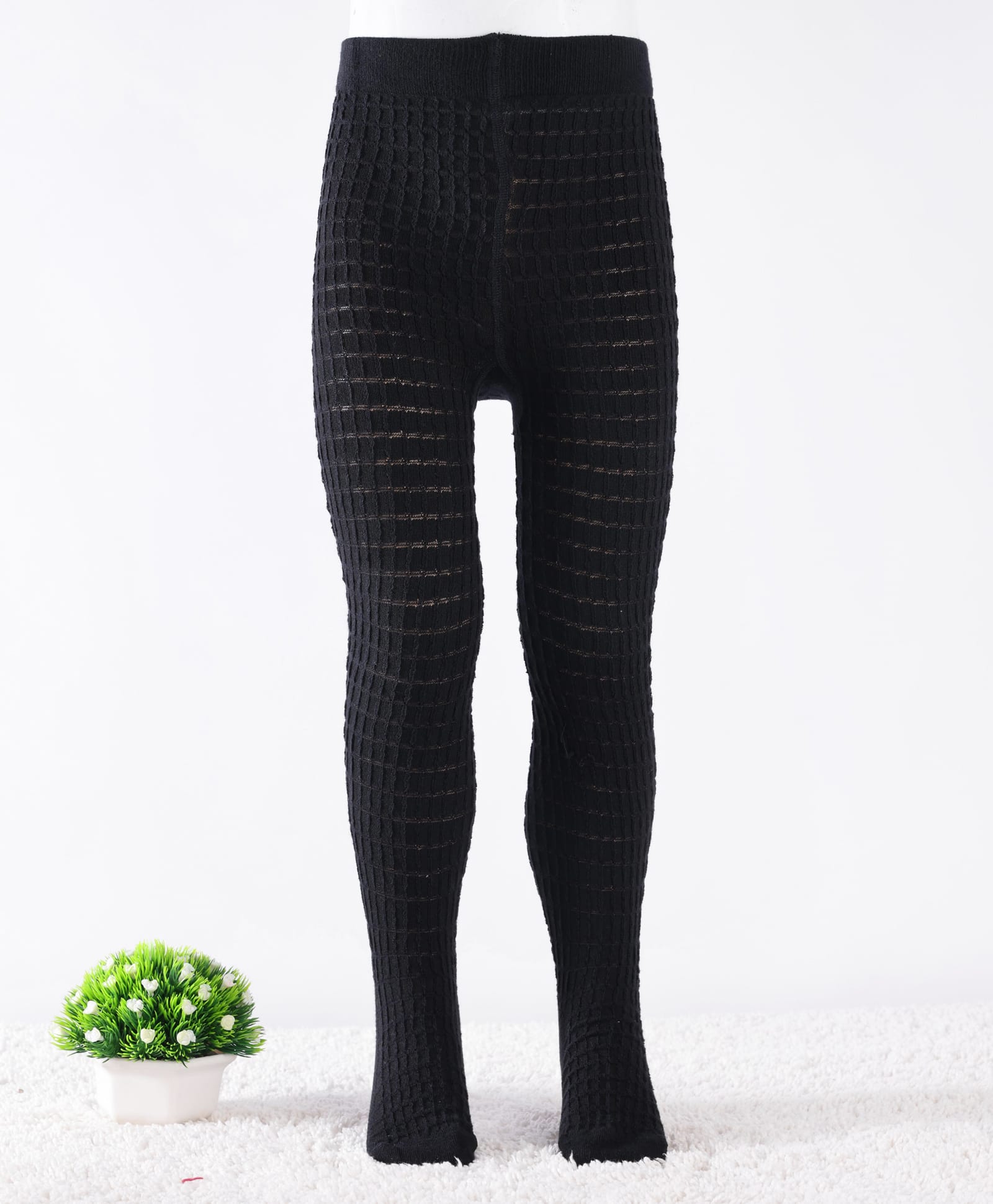 Mustang Cotton Knit Textured Footed Tights - Black-image-17