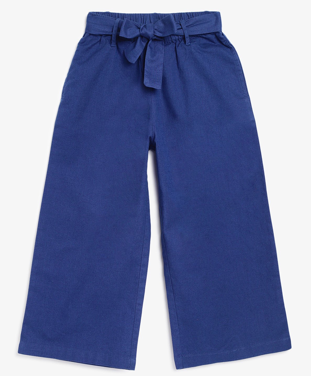 Campana 100% Cotton Solid Culottes Trousers with Belt - Striking Blue-picture-26