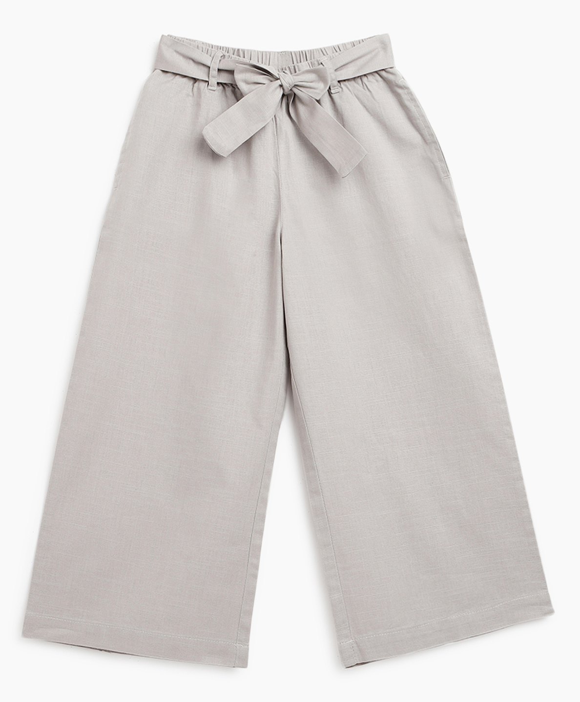 Campana 100% Cotton Solid Culottes Trousers with Belt - Light Grey-picture-18