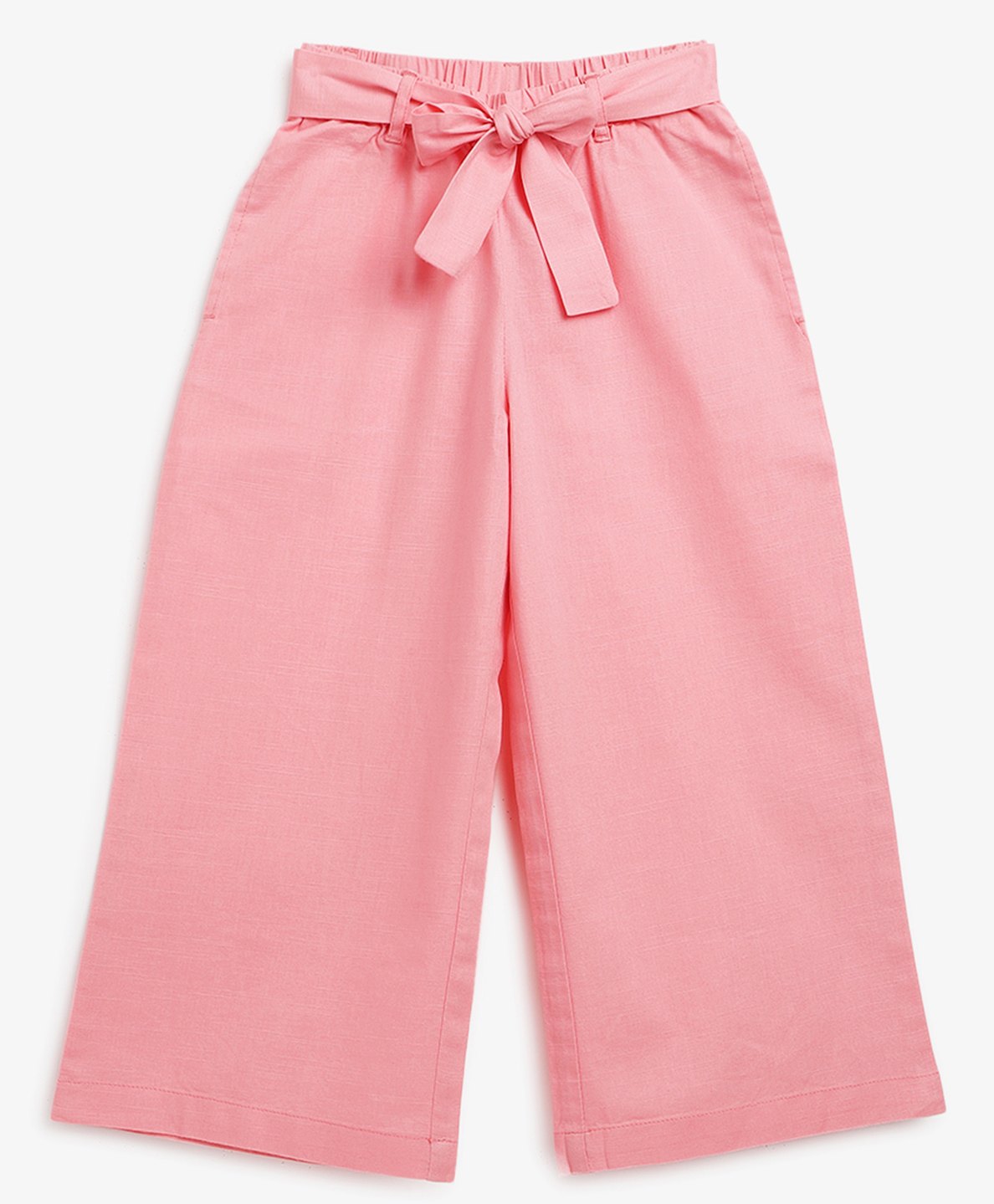 Campana 100% Cotton Solid Culottes Trousers with Belt - Pink-picture-23