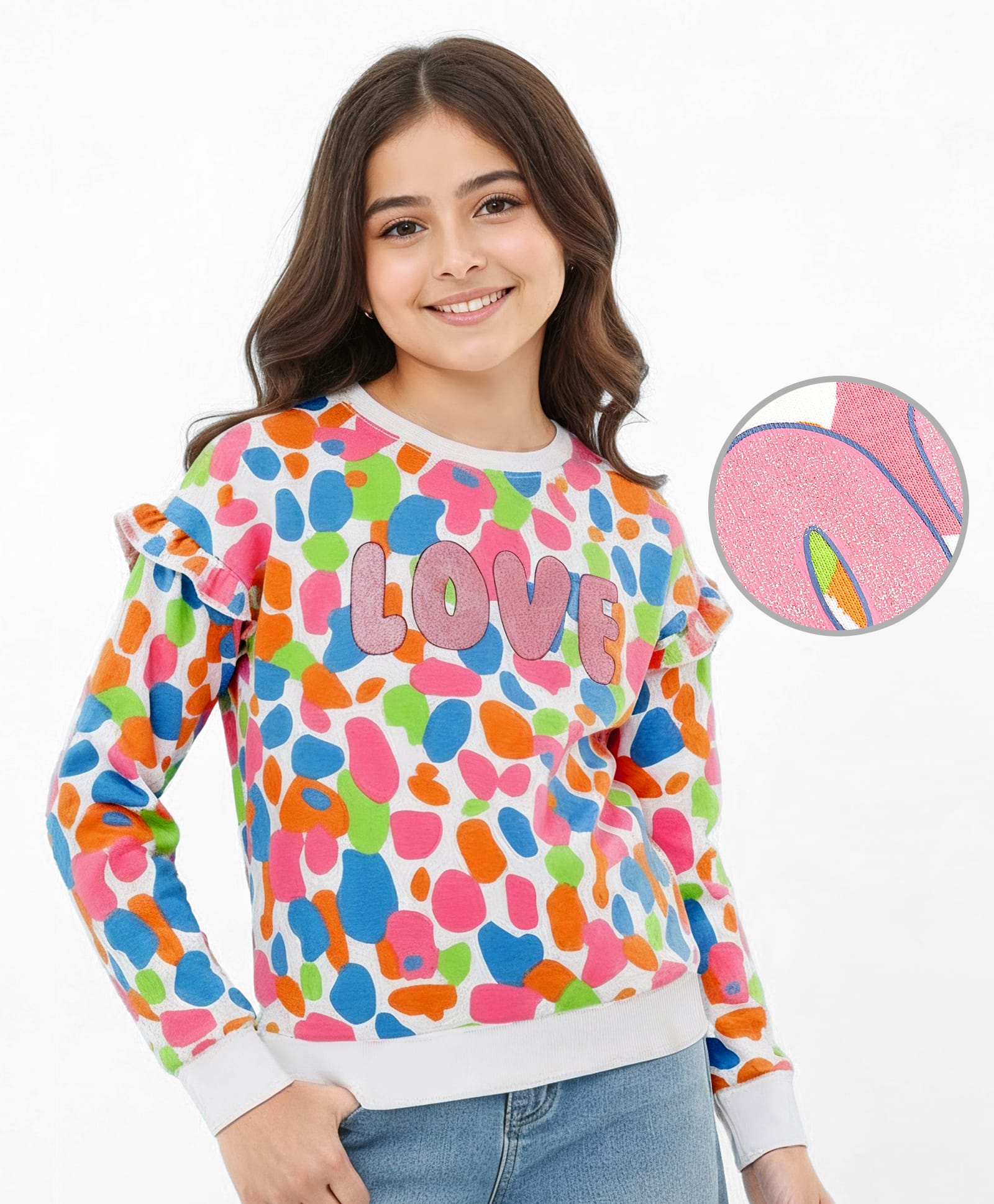 Pine Kids Cotton Knit Full Sleeves Sweatshirt with Glitter Text Print - White-picture-21