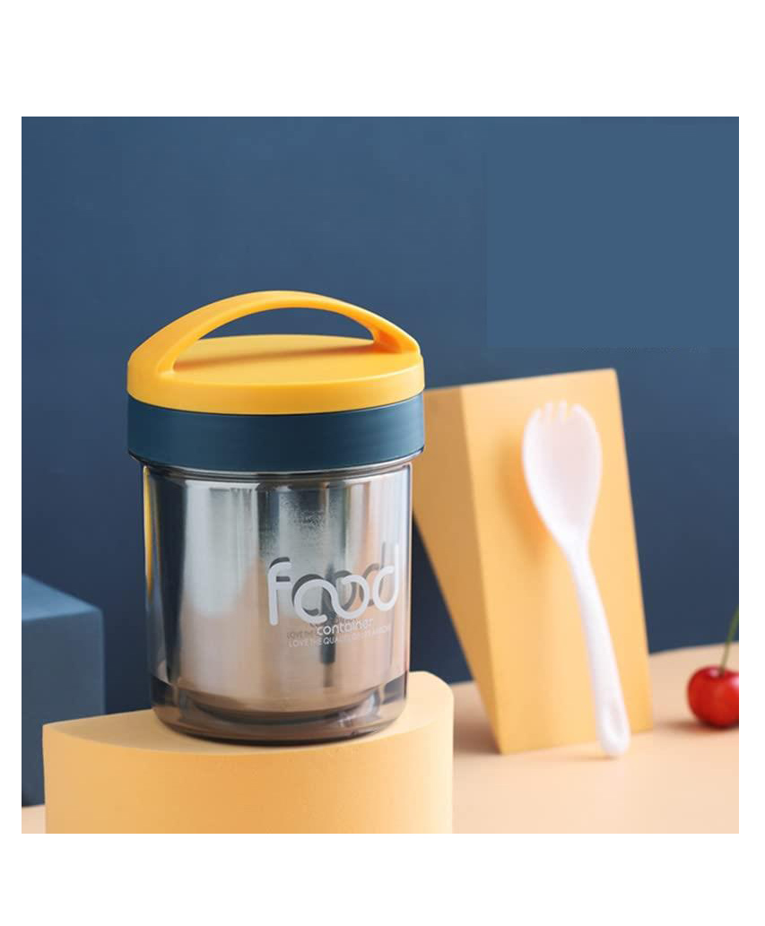 Sanjary My Cereal Meal Stainless Steel Lunch Box With Spoon - 400 ml -Color & Design May Vary-picture-39
