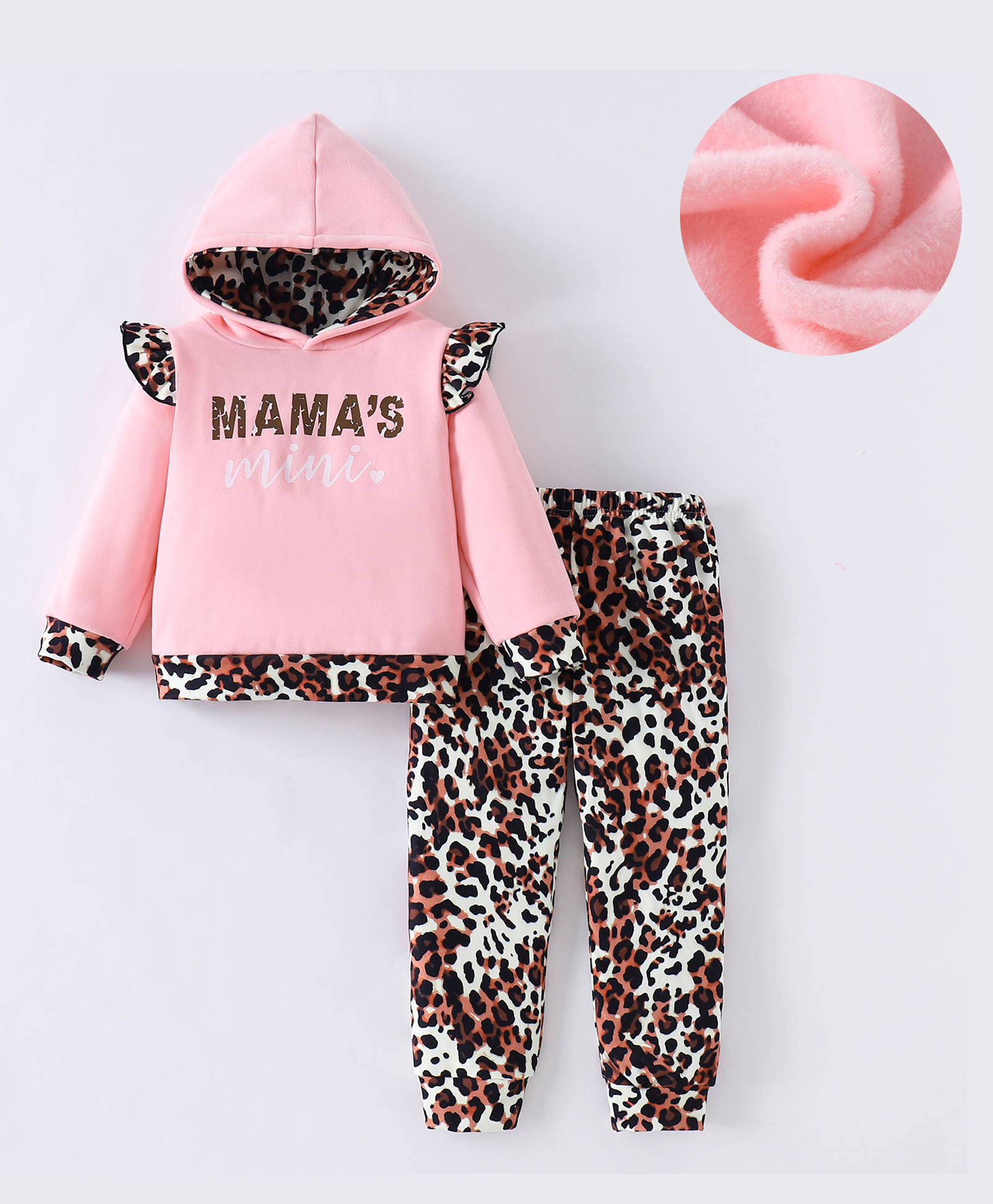 Kookie Kids Full Sleeves Hooded Winter Wear Suit With Frill Detail & Text Print - Pink-picture-22