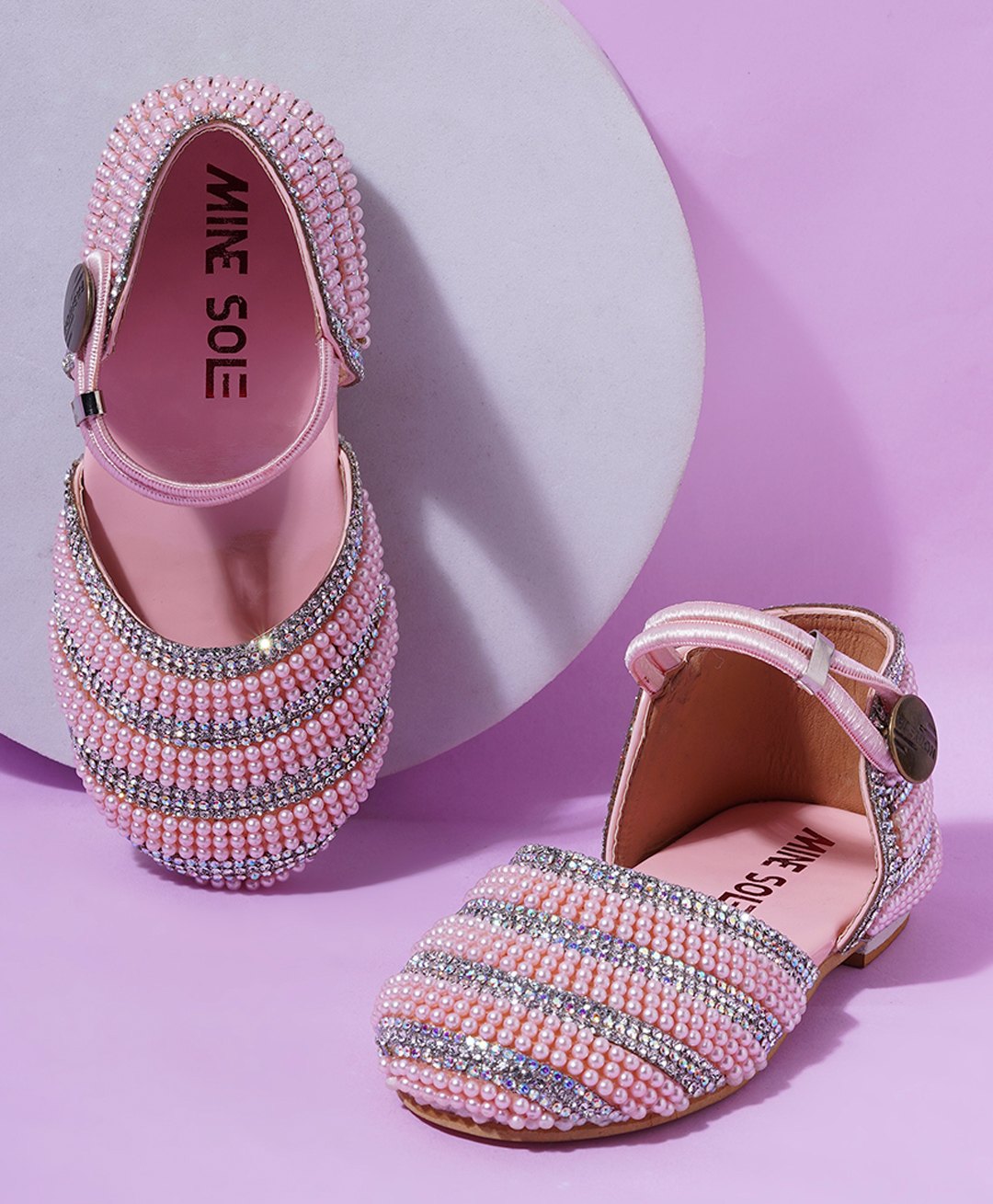 Mine Sole Pearl Embellished  Sandals - Pink Colour-image-42