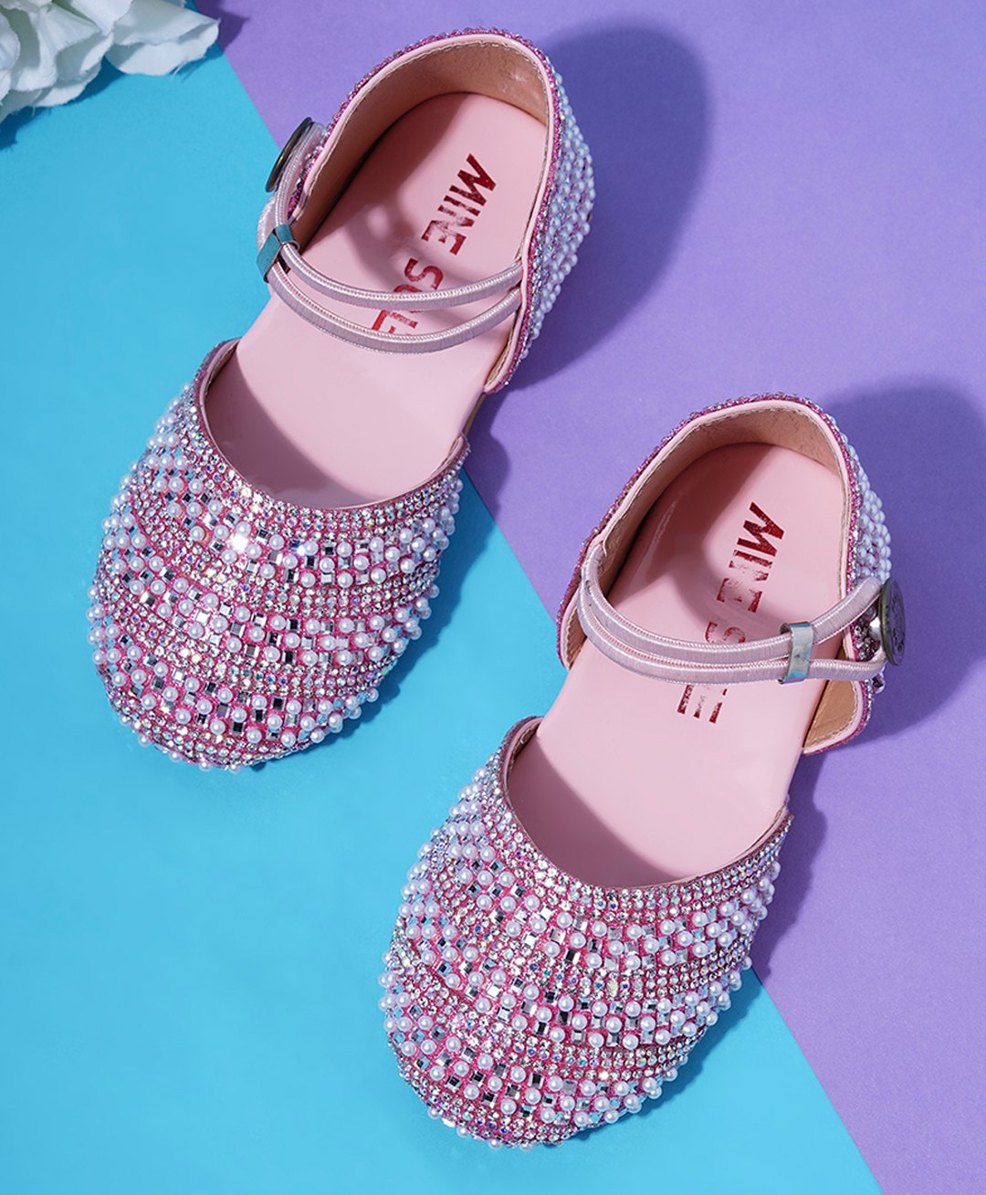 Mine Sole Pearl Detailed Half Cut Sandals - Pink-picture-21