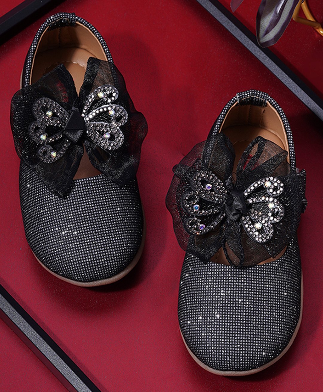 Mine Sole Sequin & Bow Detailed Party Ballerina - Black-image-29
