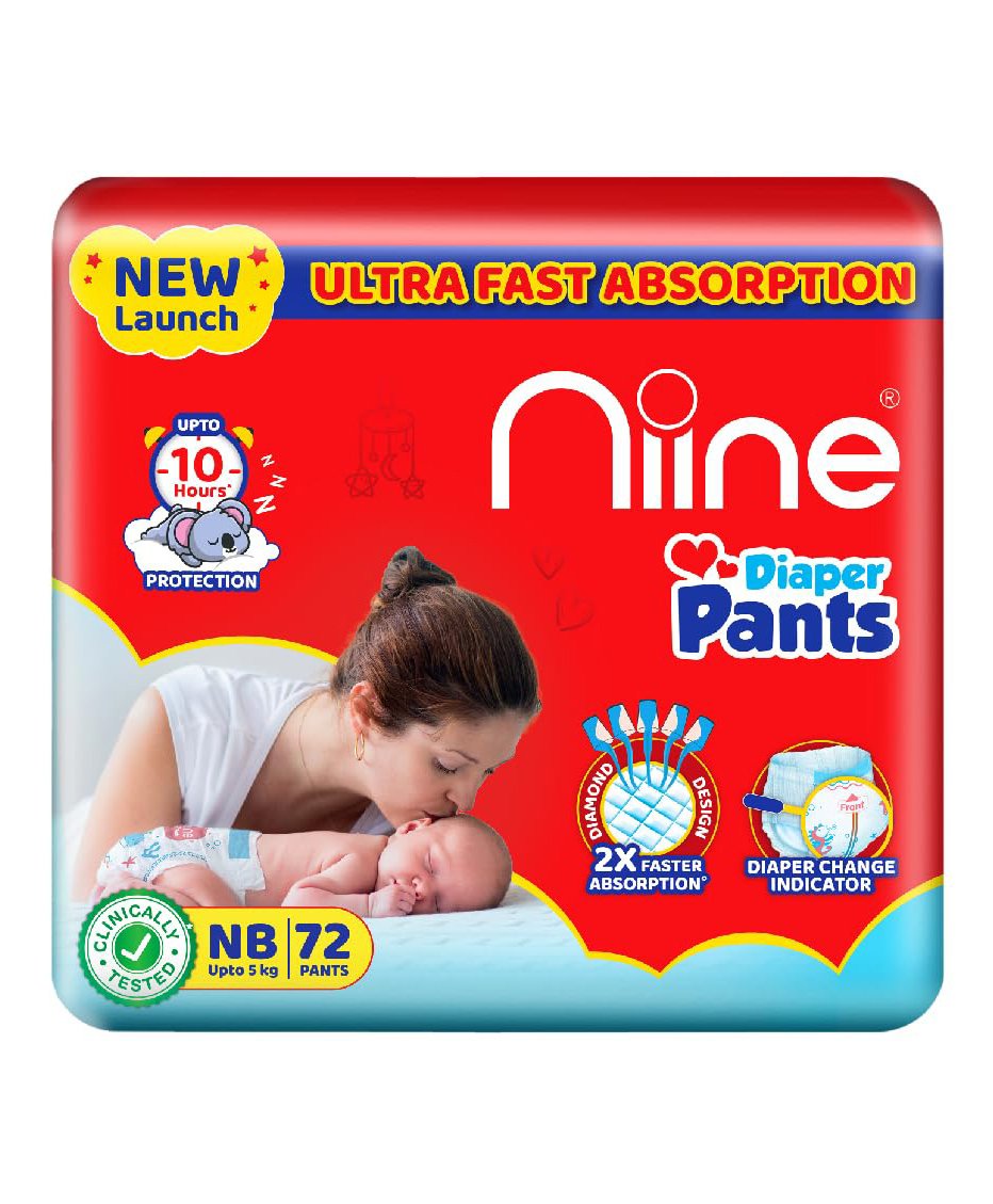 Niine Cotton Soft Pant Style Diapers New Born - 72 Pieces-image-4