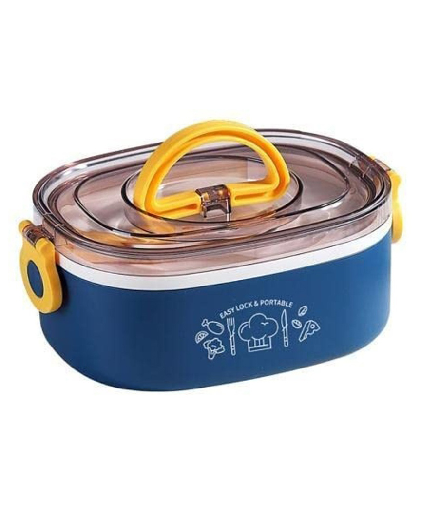 Sanjary Brunch Munch Stainless Lunch Box With Handle & Spoon -1000 ml -Color & Design May Vary-picture-24