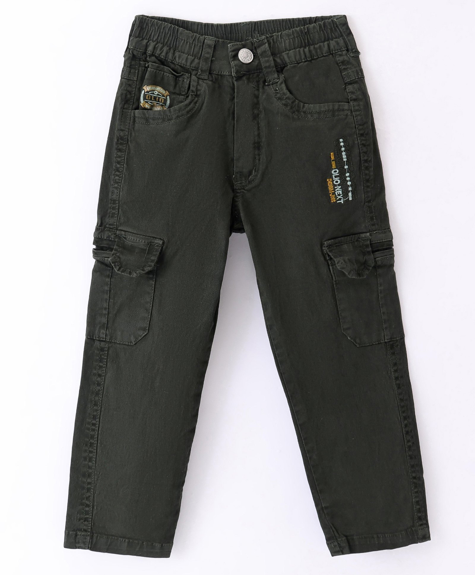Olio Kids Cotton Full Length Track Pant with Pocket  - Black-picture-1