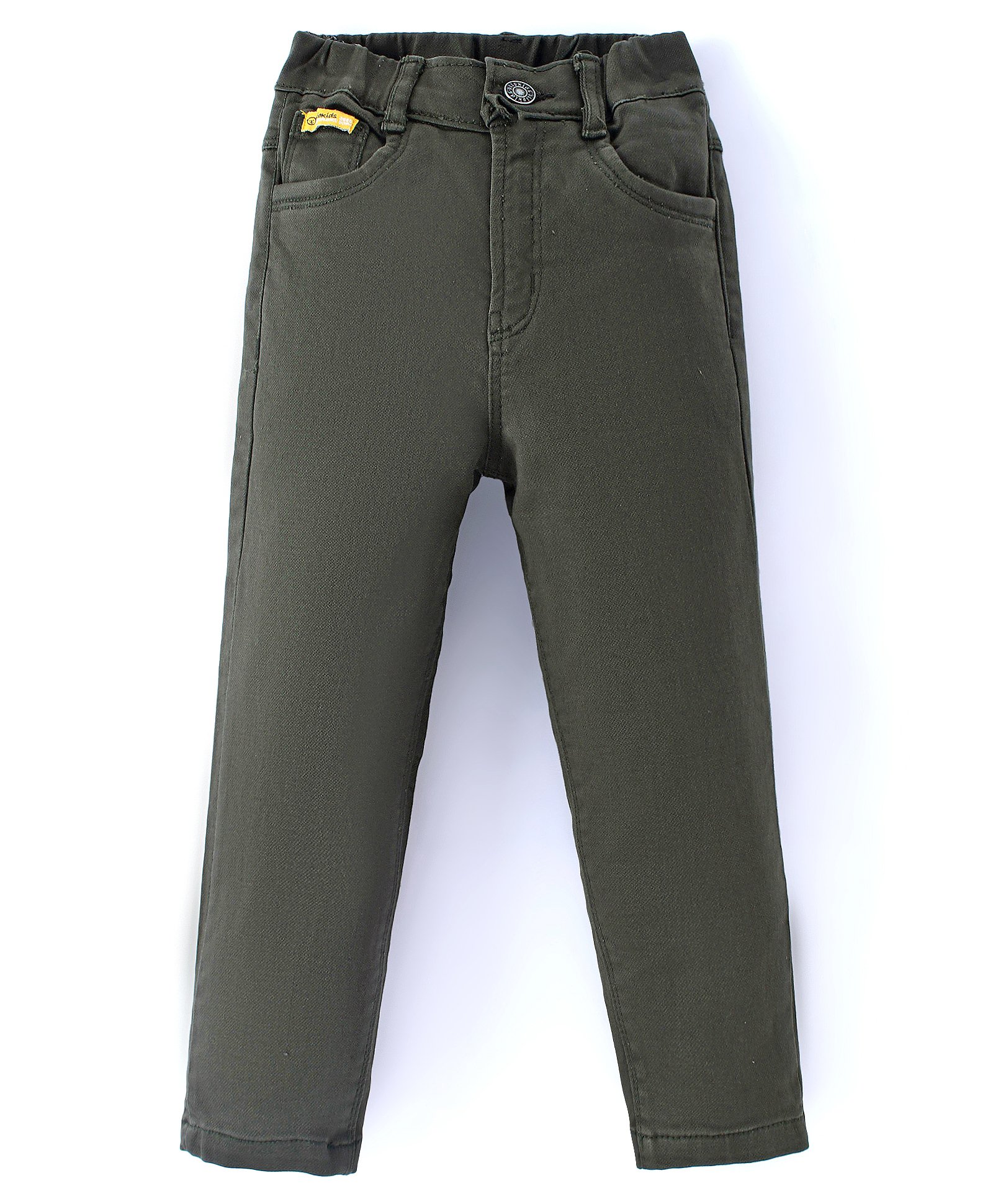 Olio Kids Cotton Woven Full Length Solid Pants - Olive-picture-36