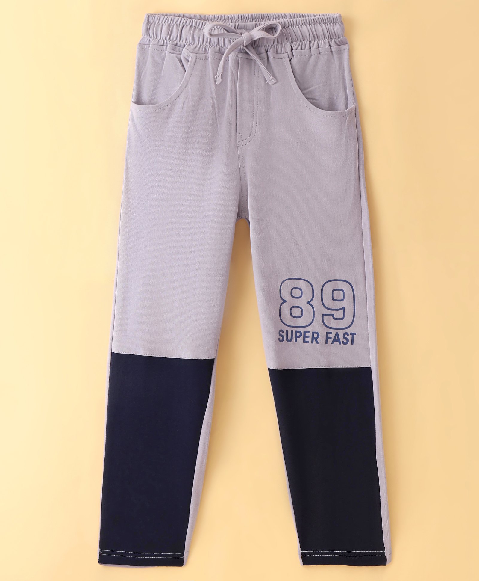 Olio Kids Cotton Knit Full Length Track Pant with Numerical Print - Grey-picture-21