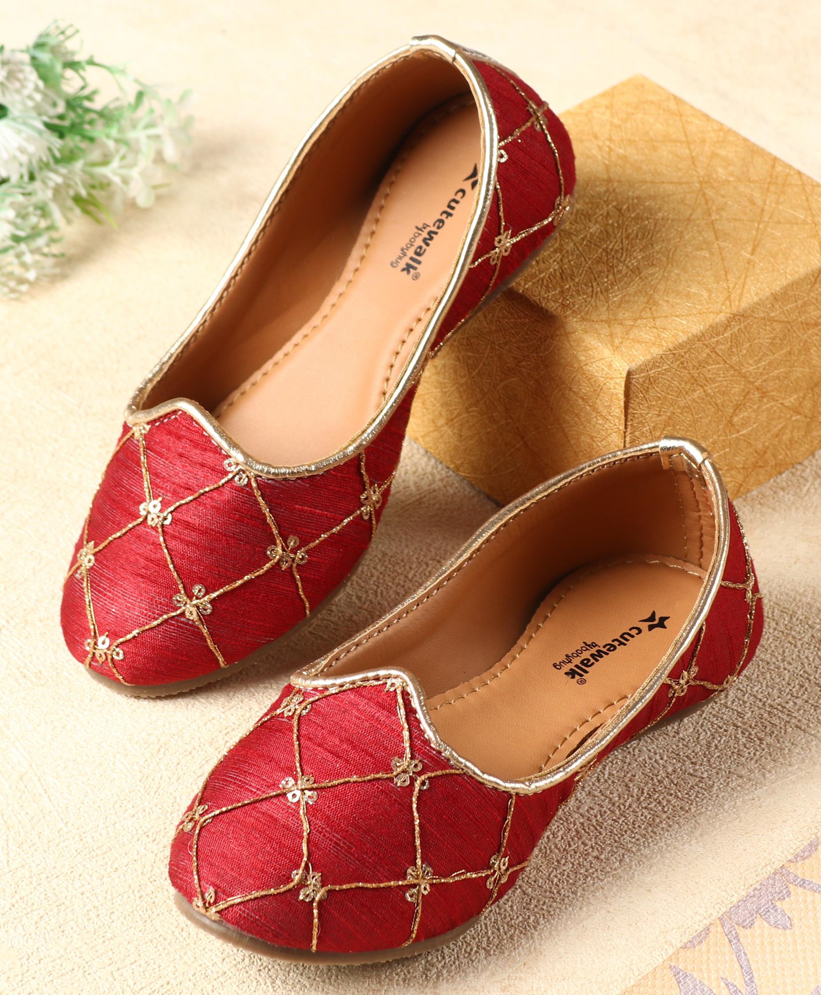 Cute Walk by Babyhug Slip on  Mojaris - Maroon