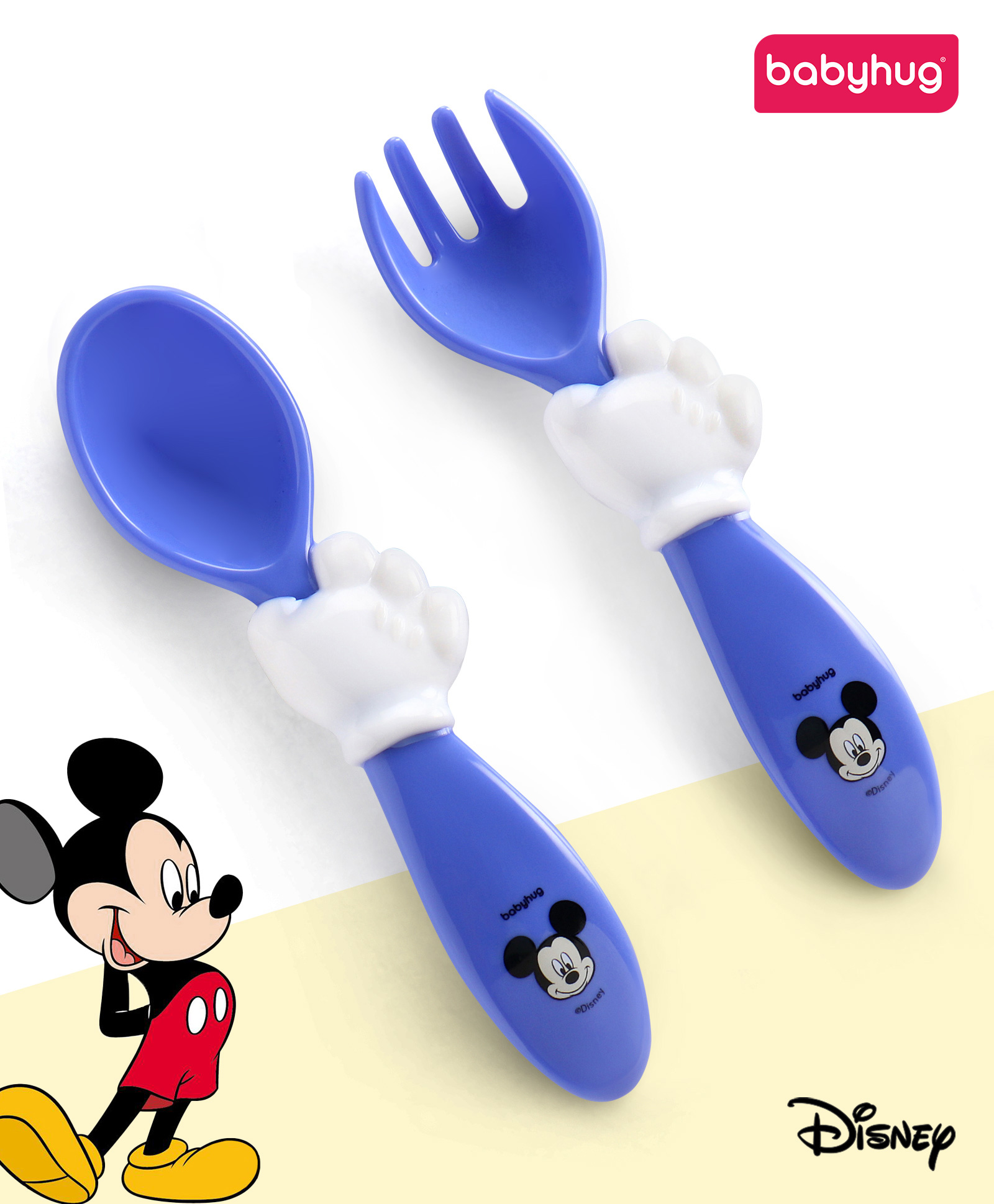 Babyhug Disney Mickey Mouse Printed Fork & Spoon - Blue-image-30