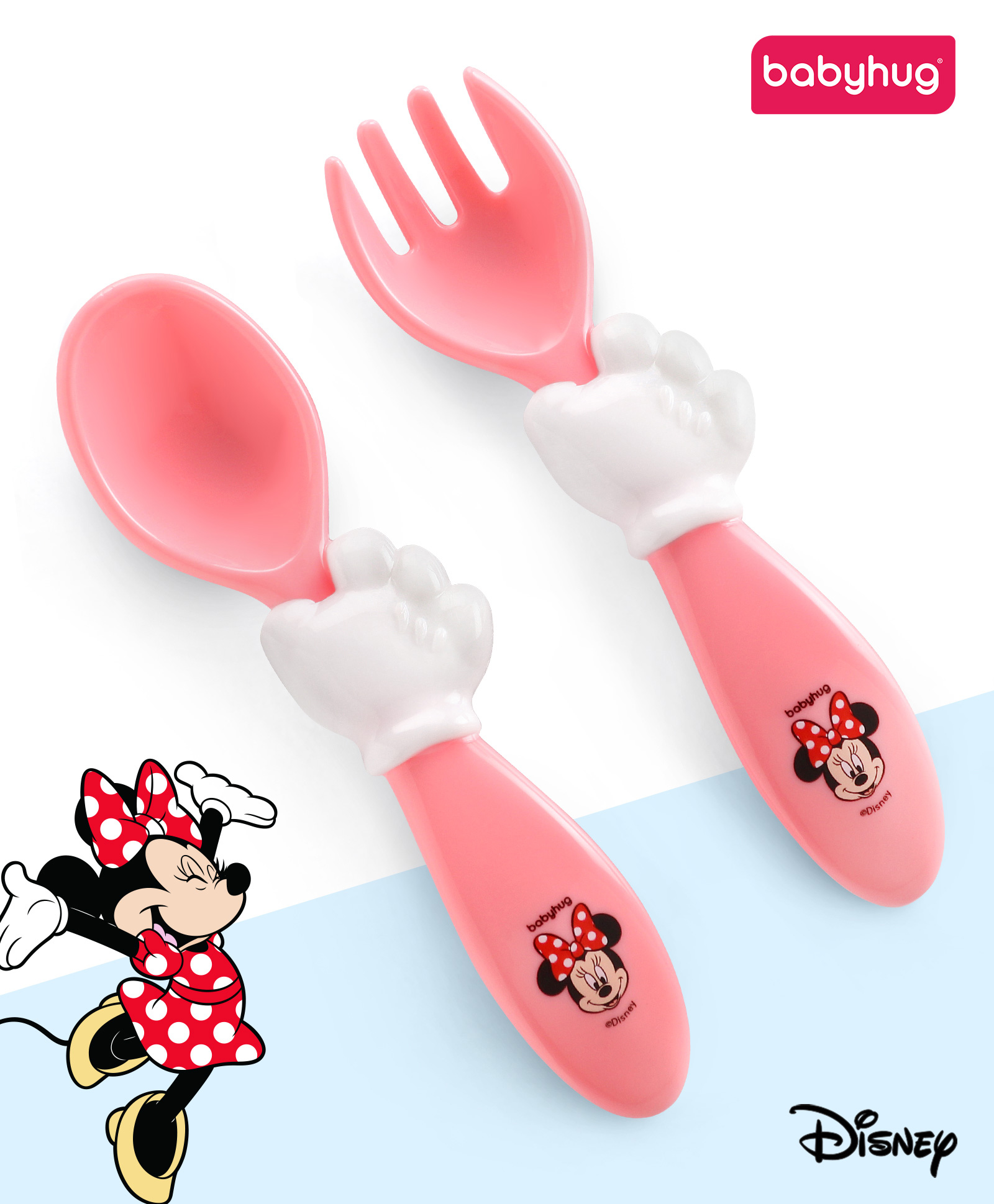 Babyhug Disney Minnie Mouse Printed Fork & Spoon - Pink-picture-22