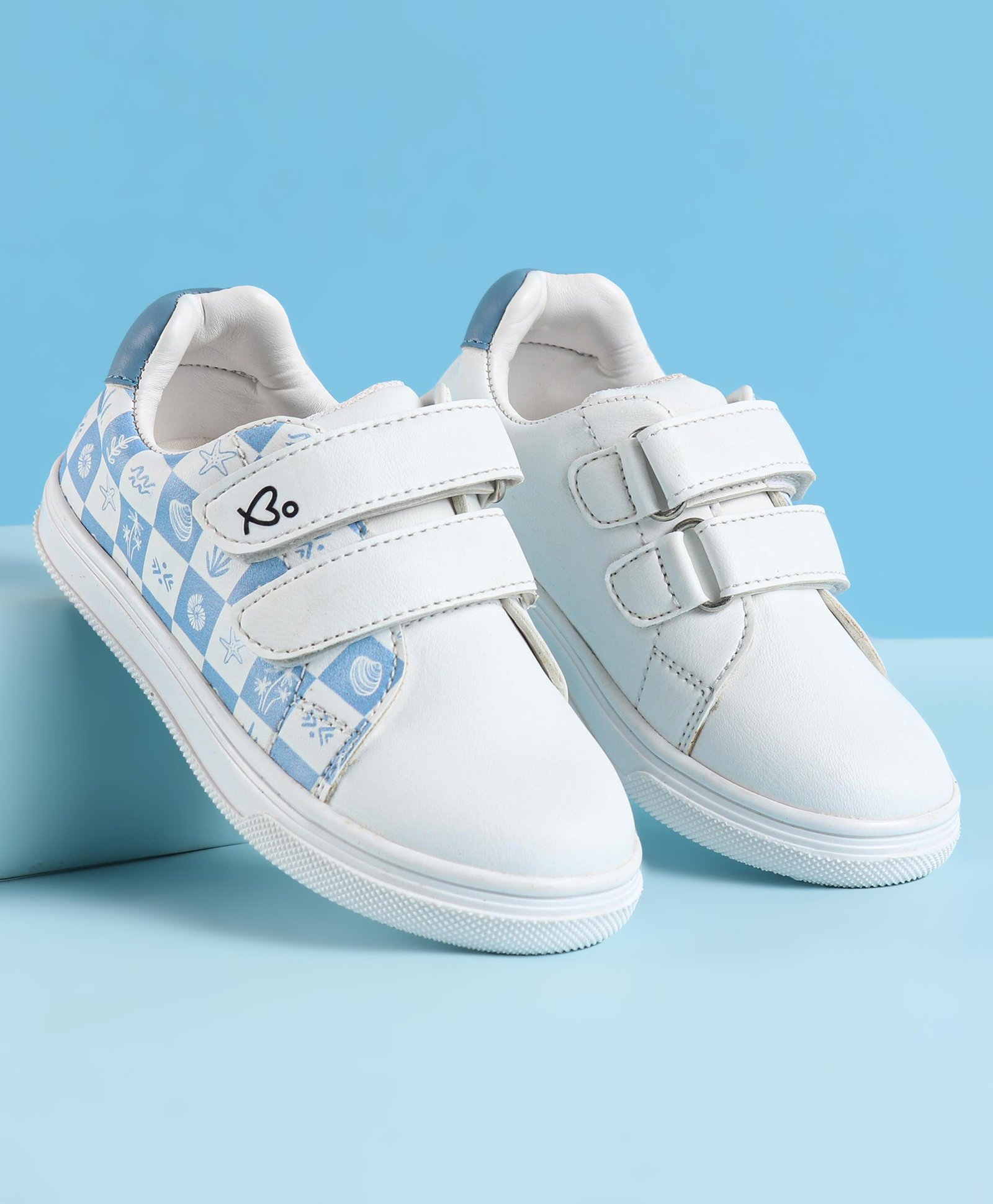 Babyoye Casual Shoes with Velcro Closure & Sea Life Theme Print - White & Blue-picture-26