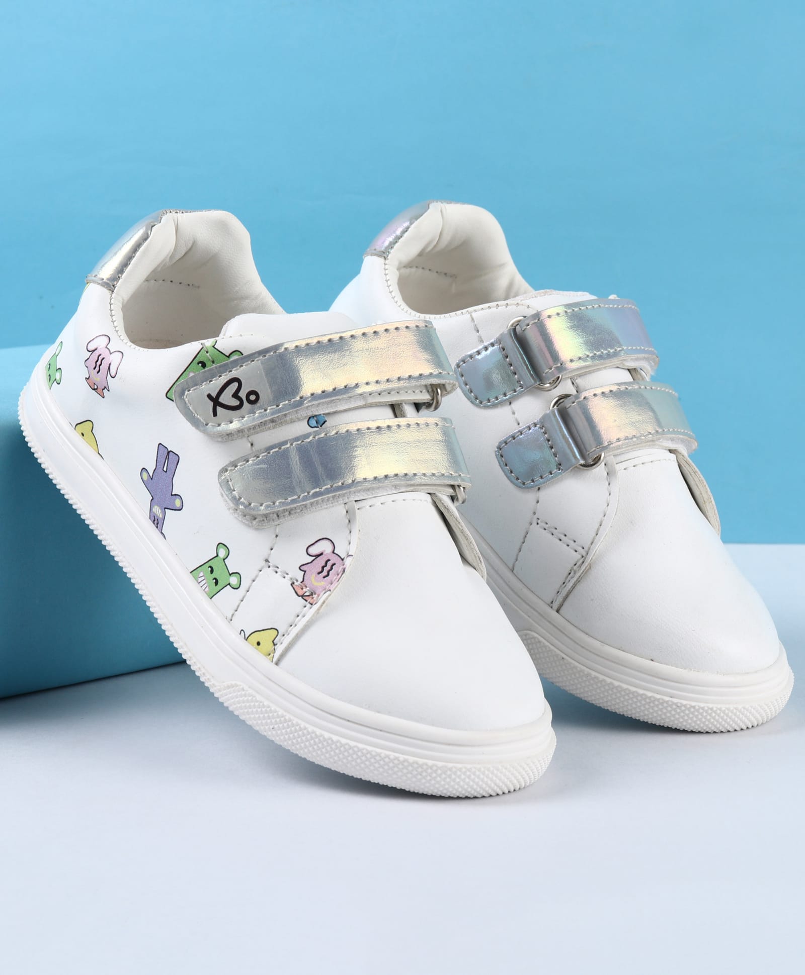 Babyoye Casual Printed Shoes with Velcro Closure - White-image-46
