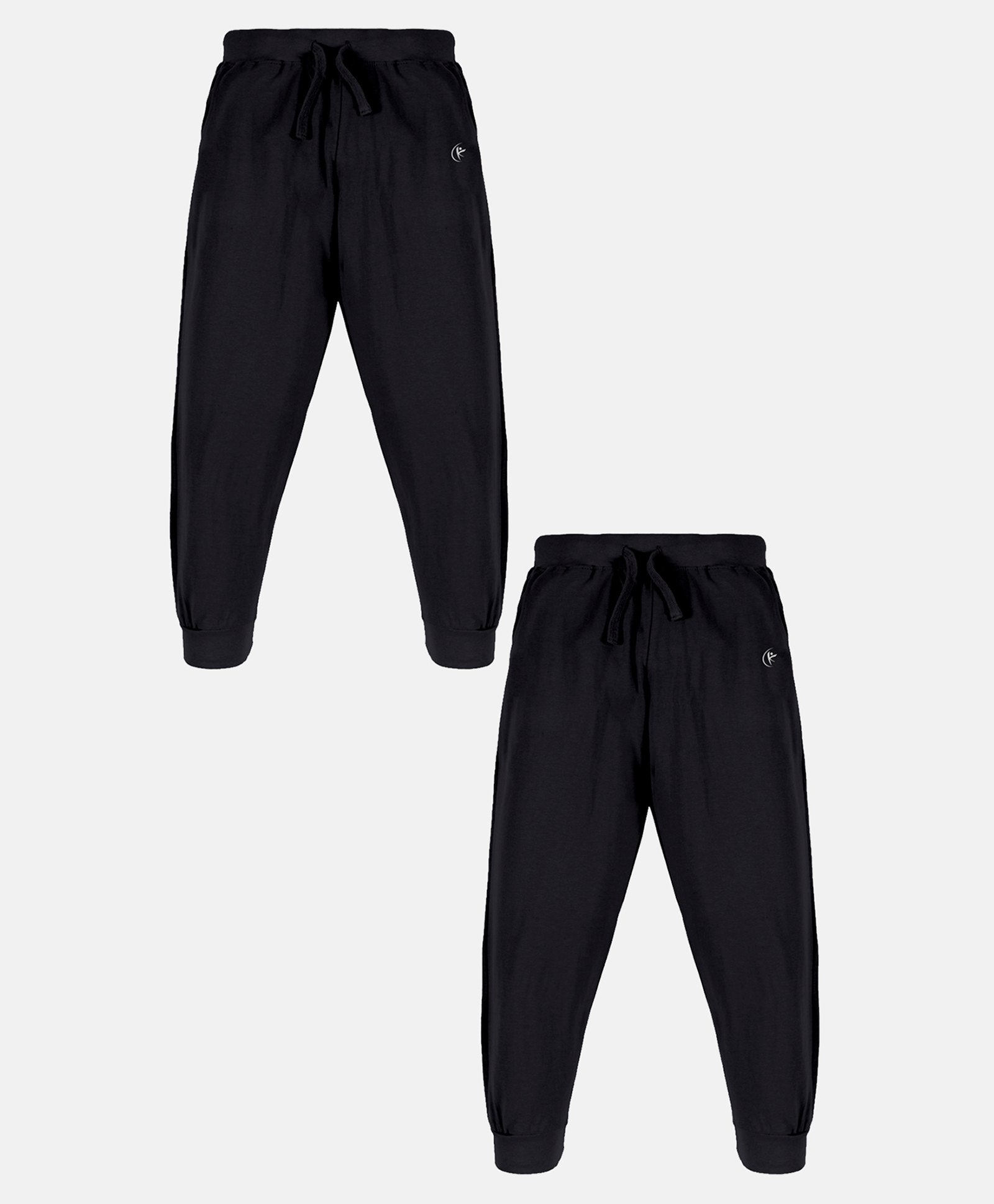 Kiddopanti Cotton Pack Of 2 Solid Track Pants - Jet Black-image-34