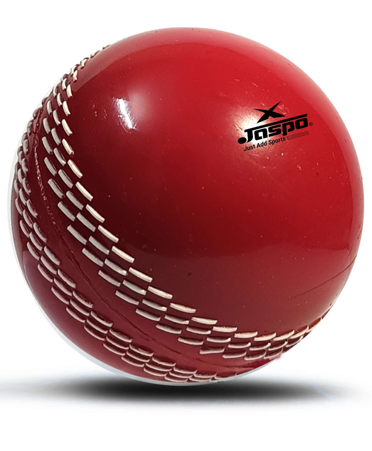 jaspo Hard Hit synthetic cricket ball with hard surface and PU inner core, recommended to play with wooden bat, ideal for batting practice (Red (Pack of 1))-image-2