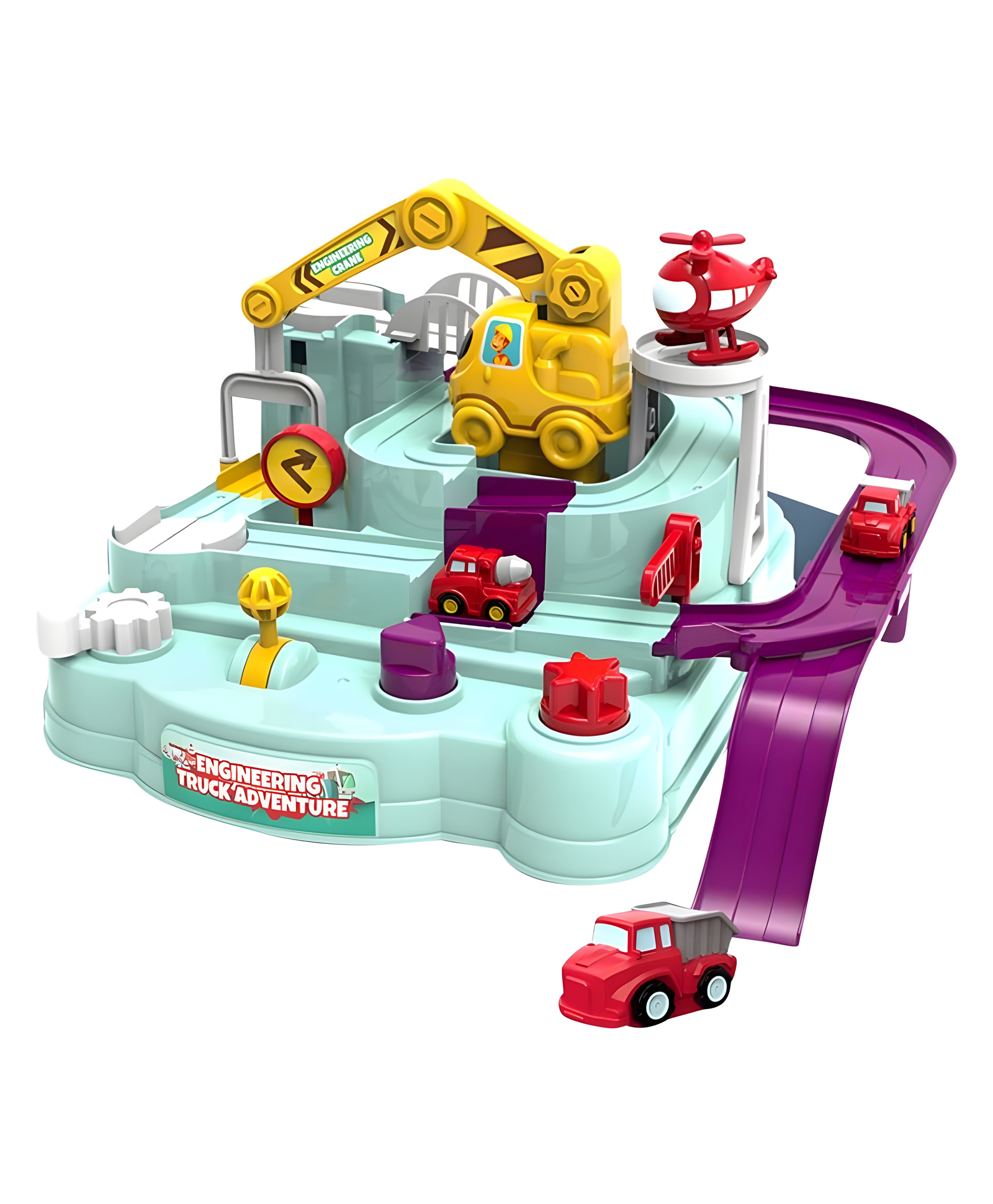 YAMAMA Car Engineering Truck Adventure Race Track Toys For Kids With Parking Lot-Playsets Simulating Car Toys For Kids  Multicolor-picture-28