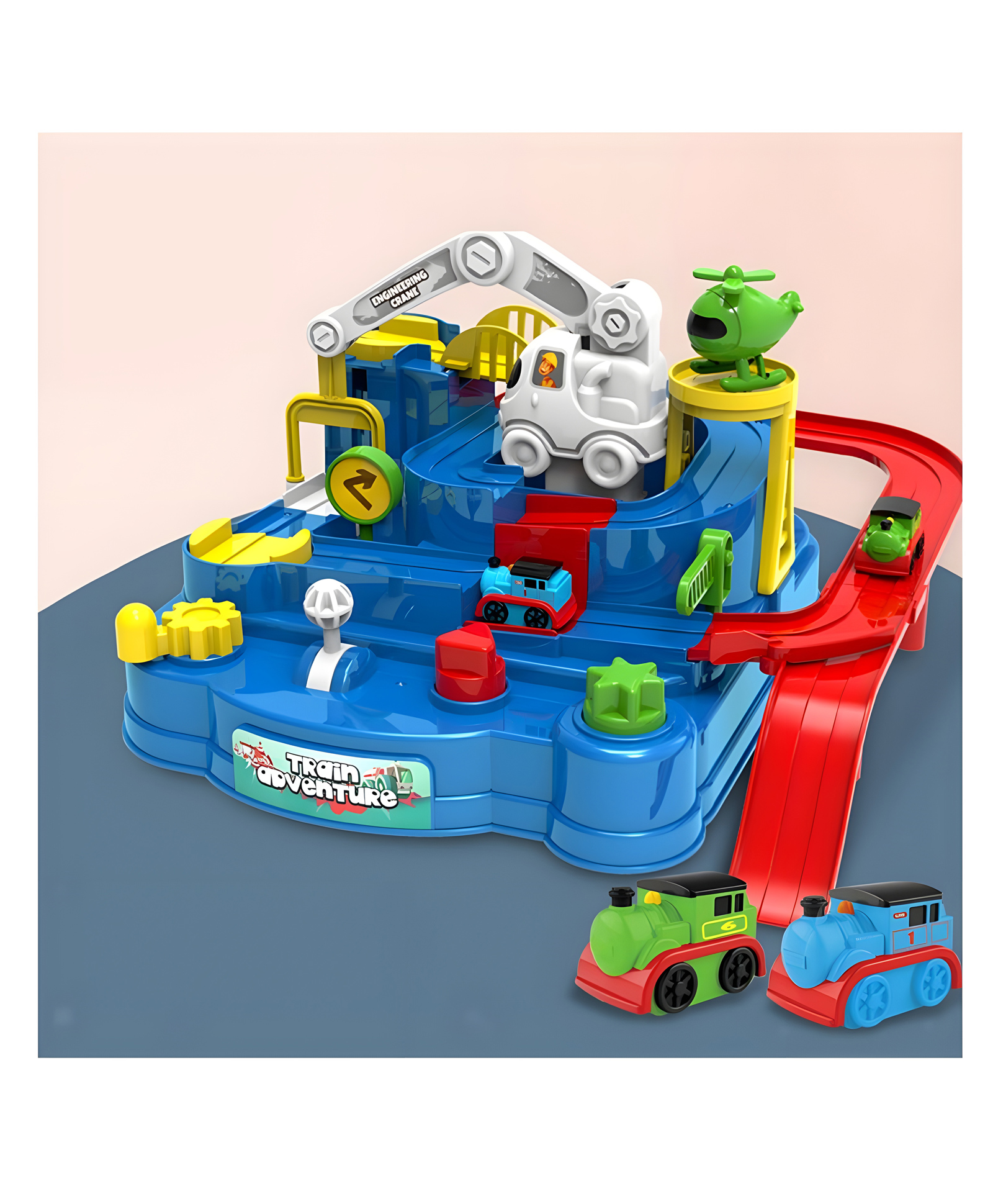 YAMAMA Train Adventure Mechanical Track Set Toys For Kids With Mini Trains Playsets Simulating Train Toys For Kids Educational Toys For Kids - Multicolor-image-7