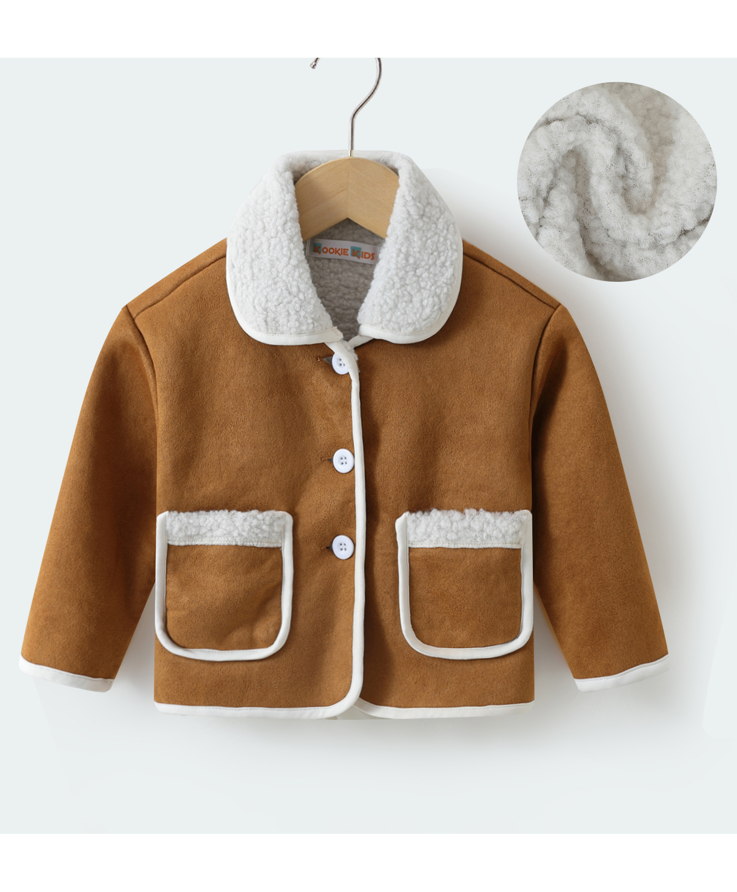 Kookie Kids Full Sleeves Winter Jacket With Fur Detailing At Collar - Brown-image-43