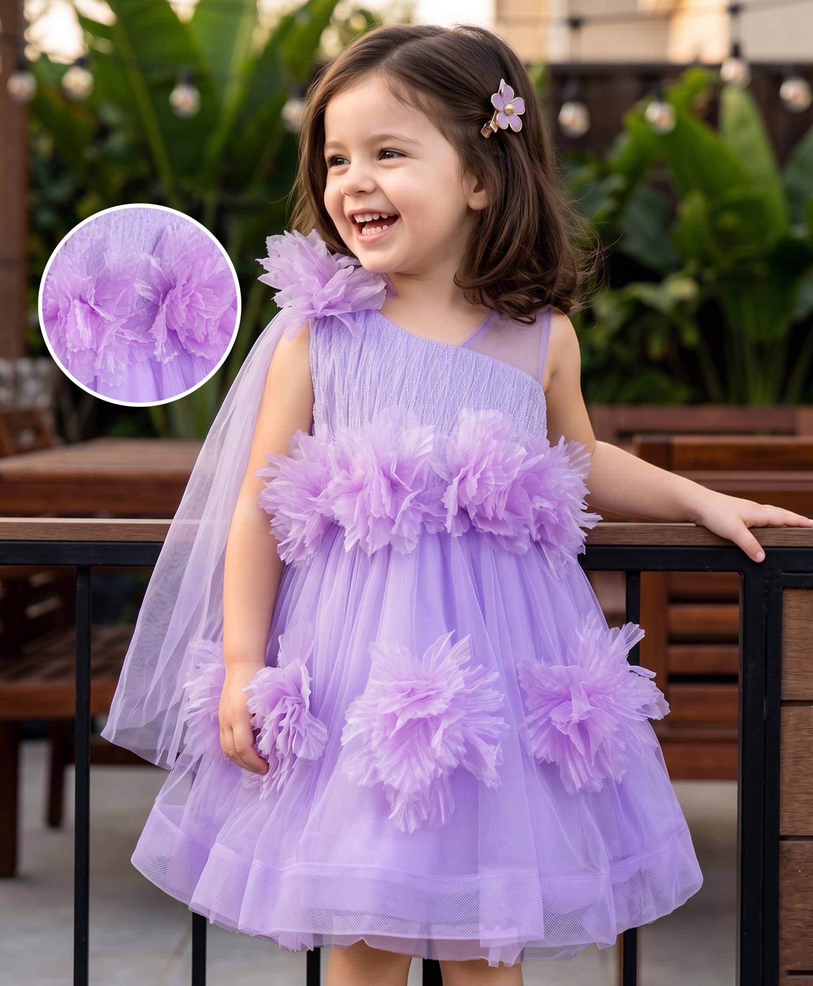 Mark & Mia Sleeveless Party Frock with Floral Corsage - Lilac-picture-18