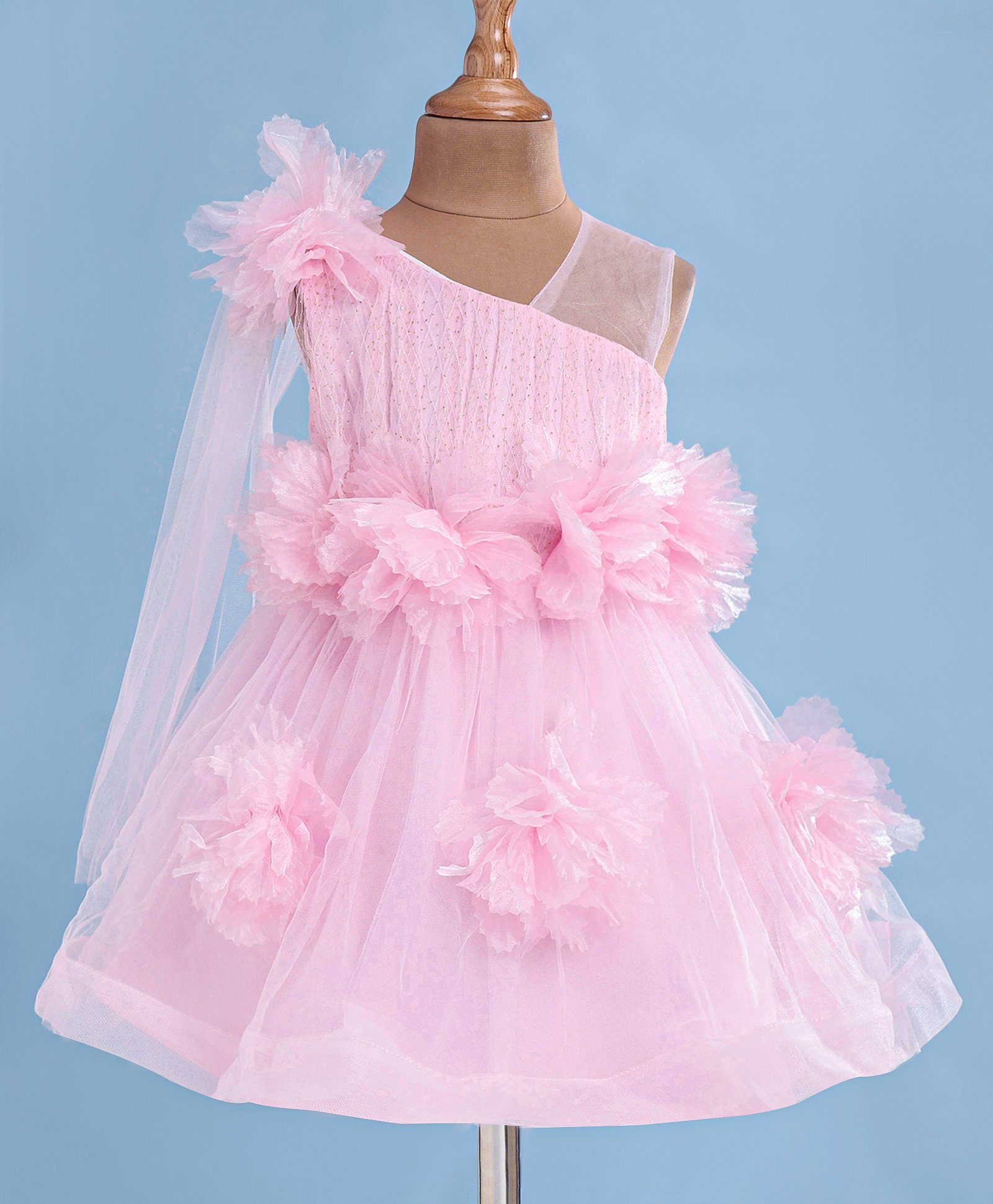 Mark & Mia Sleeveless Party Frock with Floral Corsage - Pink-image-27