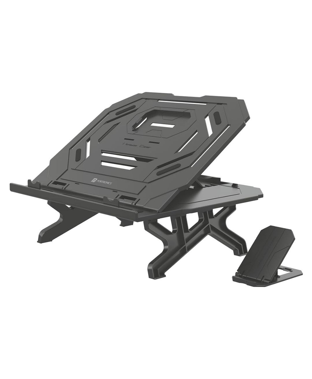 Portronics POR-1924 My Buddy Hexa 33 Laptop Stand with Phone Holder, Four Legs, Foldable Design, Improved Airflow & Posture Support for Upto 17 Inches Laptop & MacBook (Black)-image-26