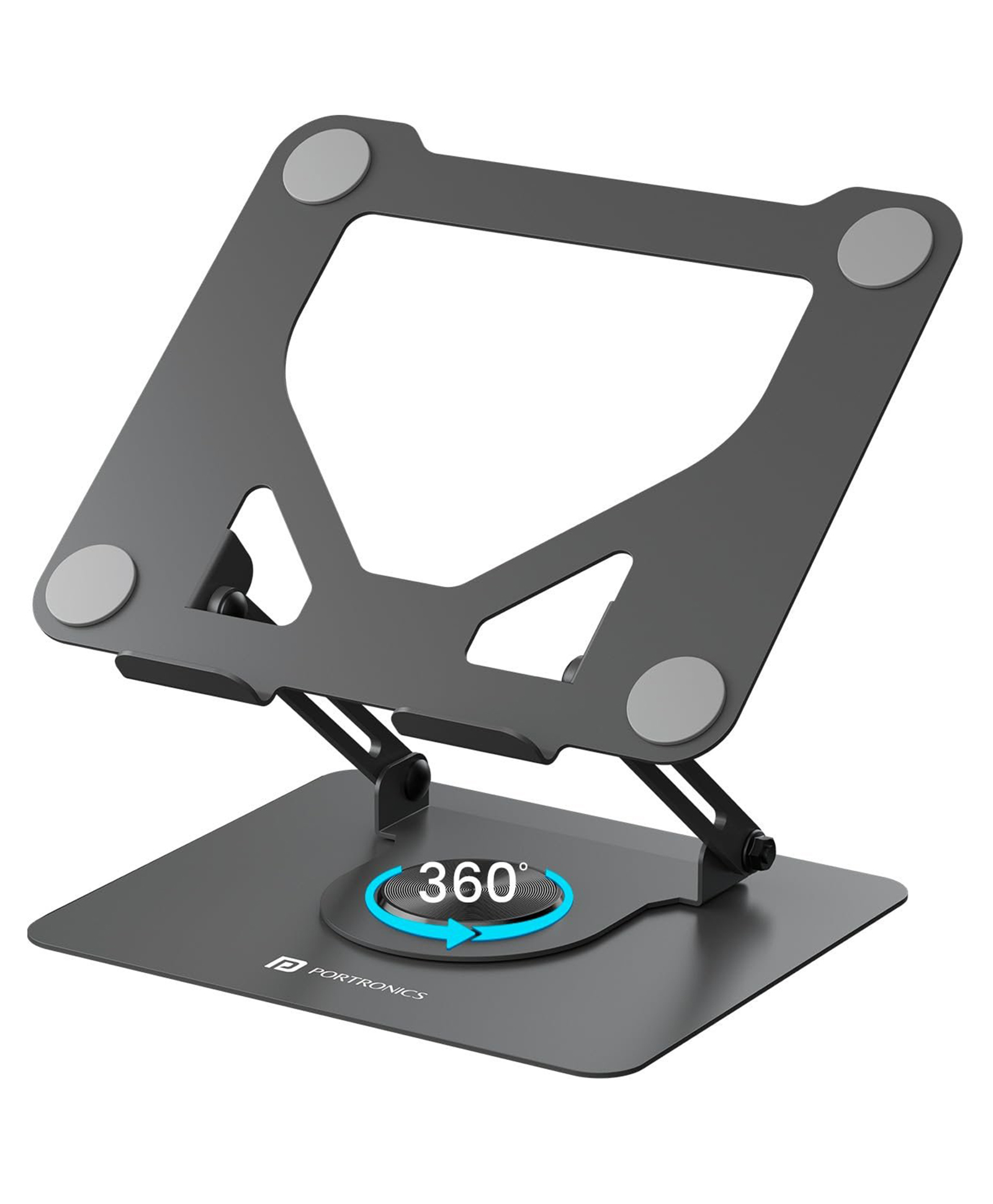 Portronics POR-2202  My Buddy K11 Metal Laptop Stand with 360° Rotation, Height & Angle Adjustable, Foldable Design, Improves Air Flow, Carbon Steel Body, 10 kg Max Weight for Laptops & MacBook (Black)-image-17