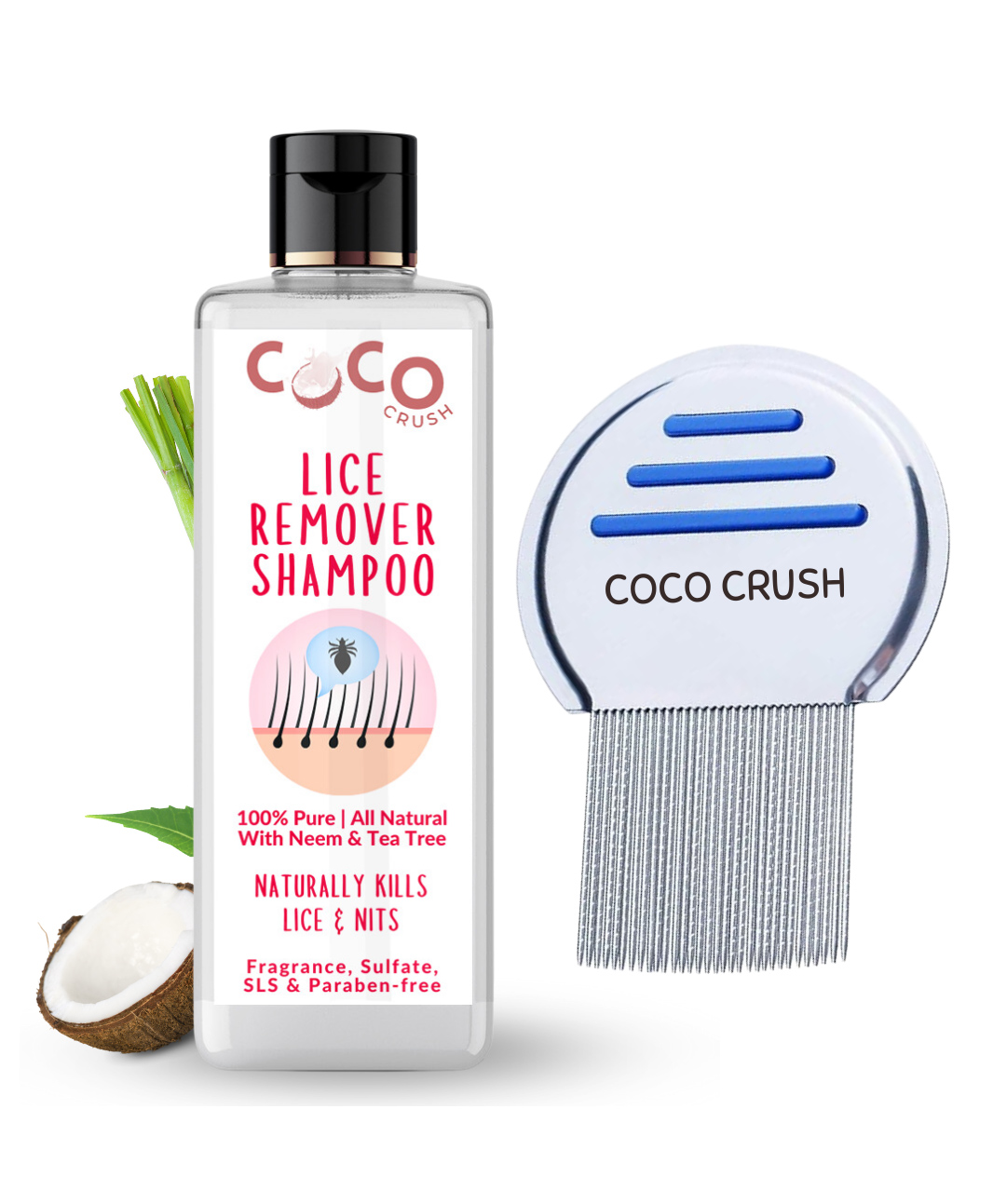Coco Crush Combo of Ayurvedic Anti Lice Shampoo, 100ml & Lice Treatment Comb, 1pc | Kills Lice, Eggs & Nits 100% Naturally-image-29