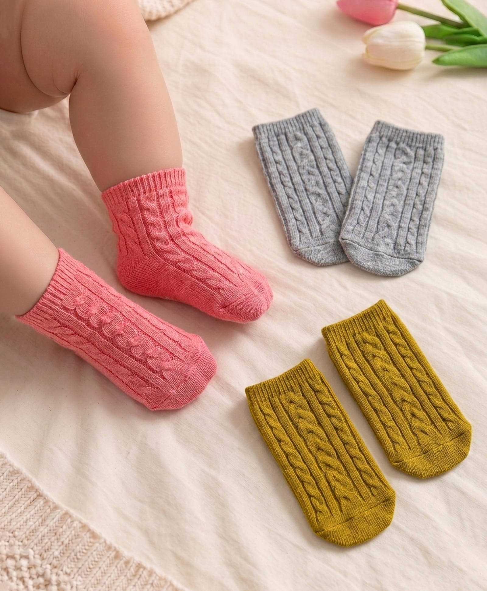 Cute Walk by Babyhug Woollen Nylon Viscose Anti Bacterial Ankle Length Socks Pack of 3 - Multicolor-image-25