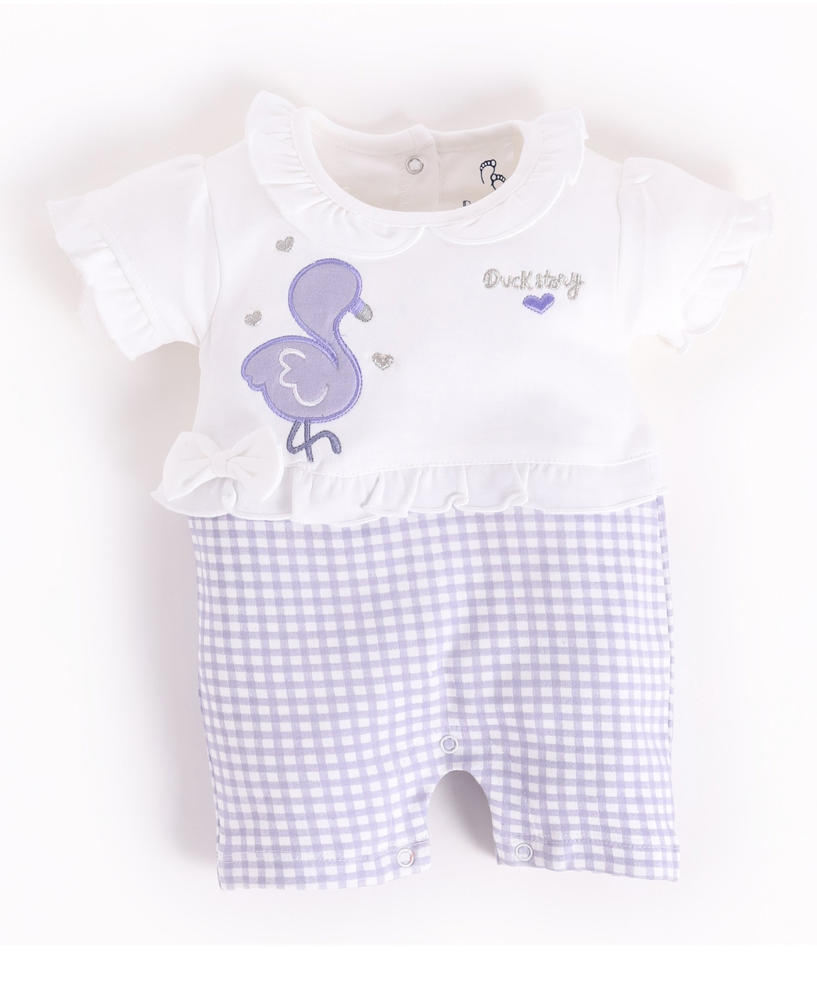 BABY GO Cotton Half Sleeves DuckDetailedRomper - Purple-picture-6