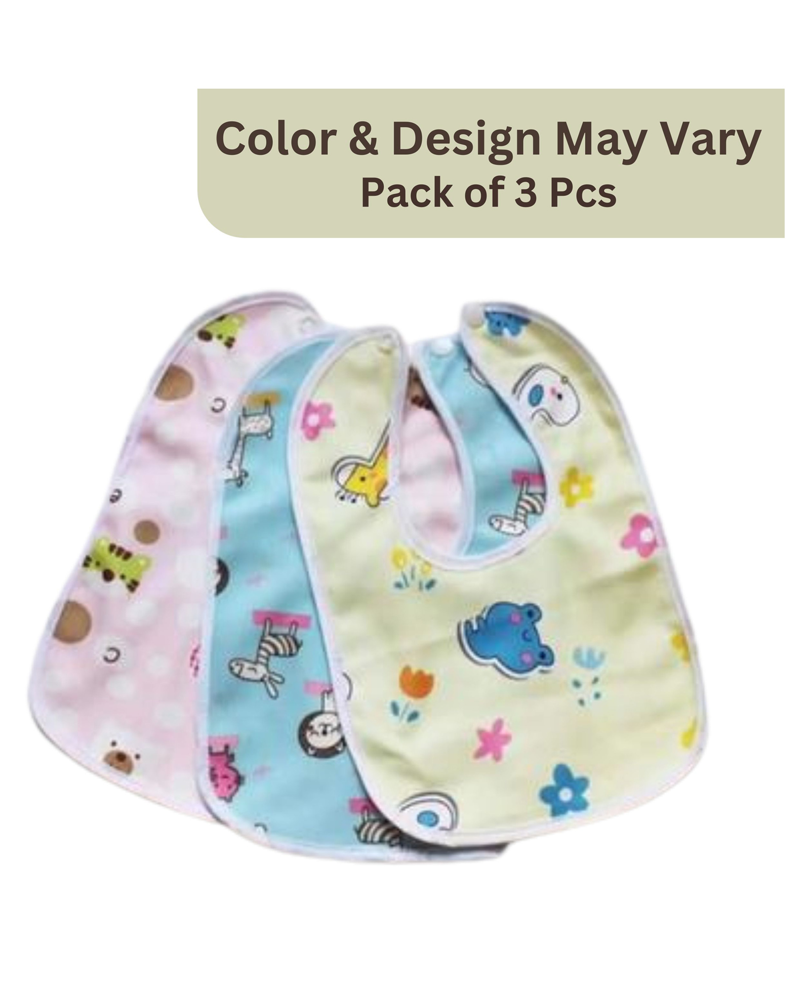 BitFeex Waterproof Feeding Bibs with Snap Button Closure Print- Pack of 3, Color & Design May Vary-picture-25