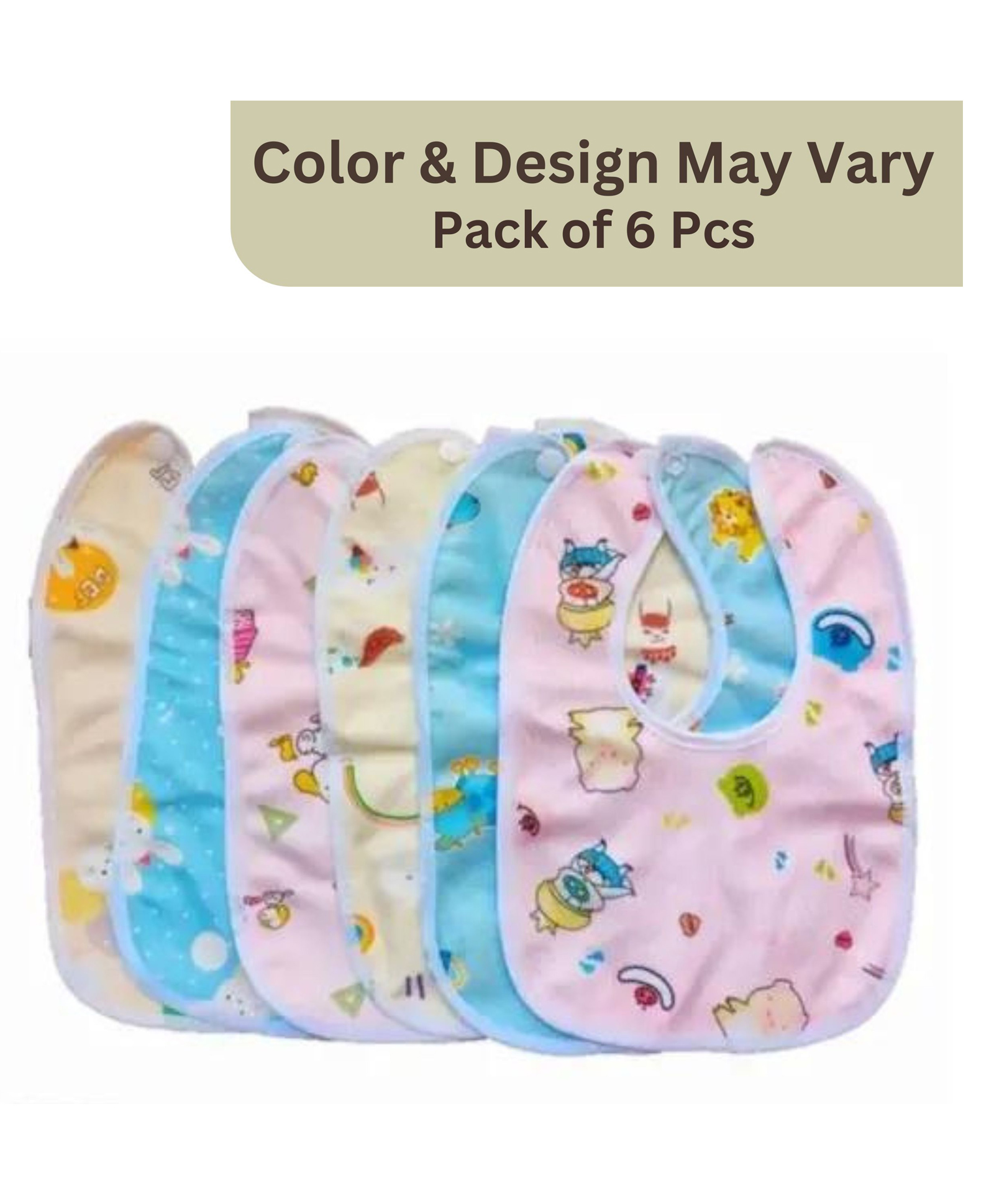BitFeex Waterproof Feeding Bibs with Snap Button Closure Print- Pack of 6, Color & Design May Vary-picture-35