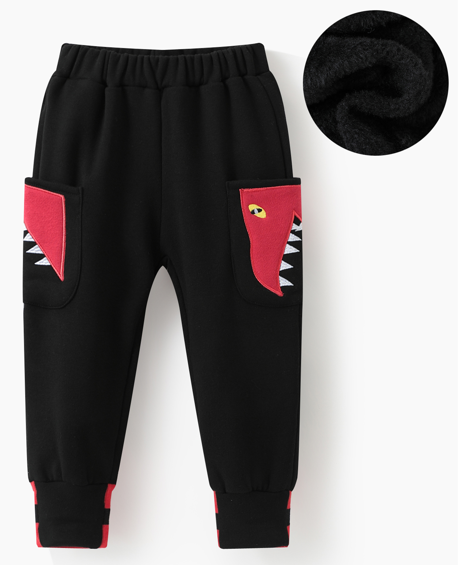Kookie Kids Full Length Lounge Pant With Dino Patch - Black-picture-21