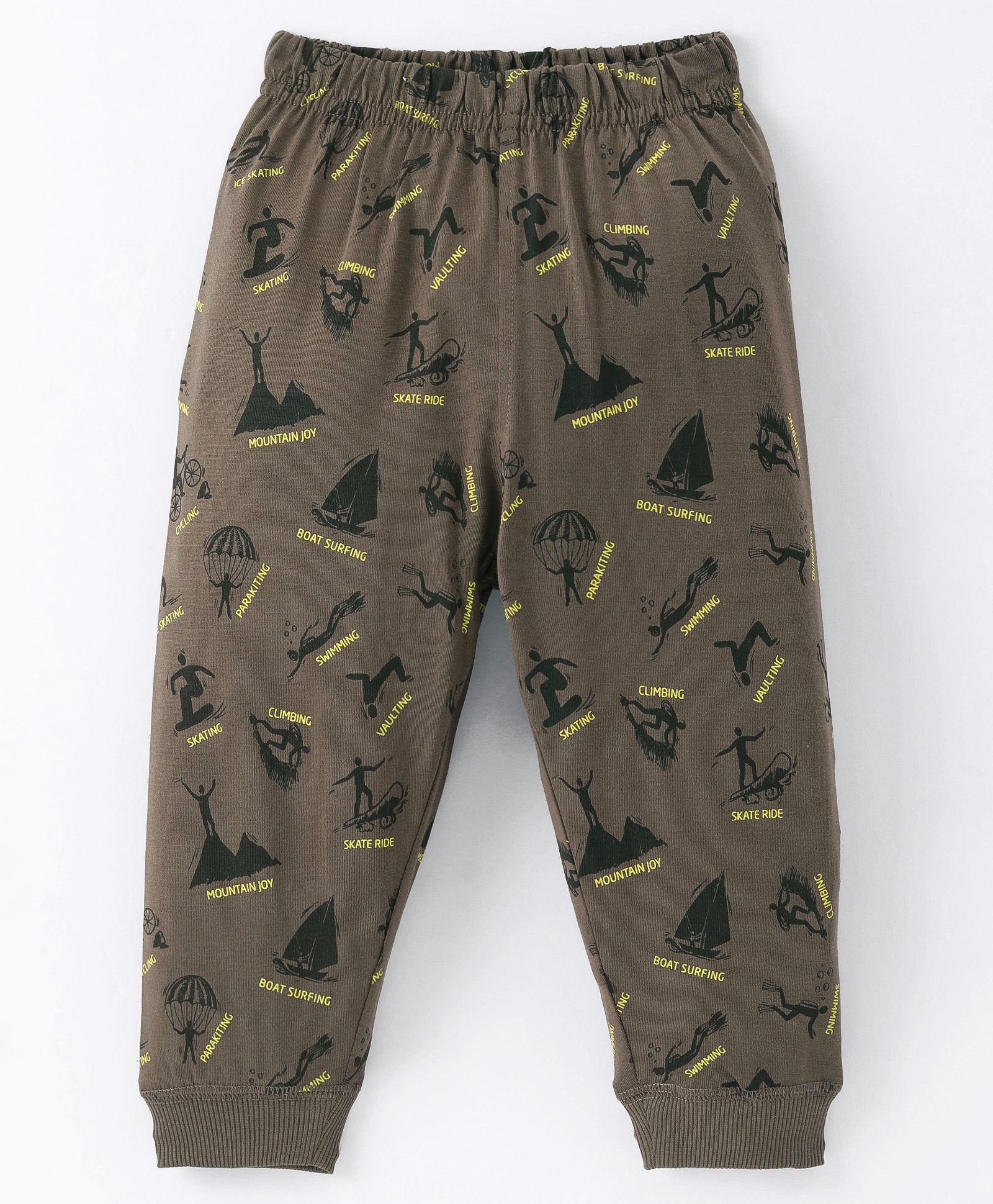 Doreme Single Jersey Knit Full Length Lounge Pant with Boat Print - Brown-picture-23