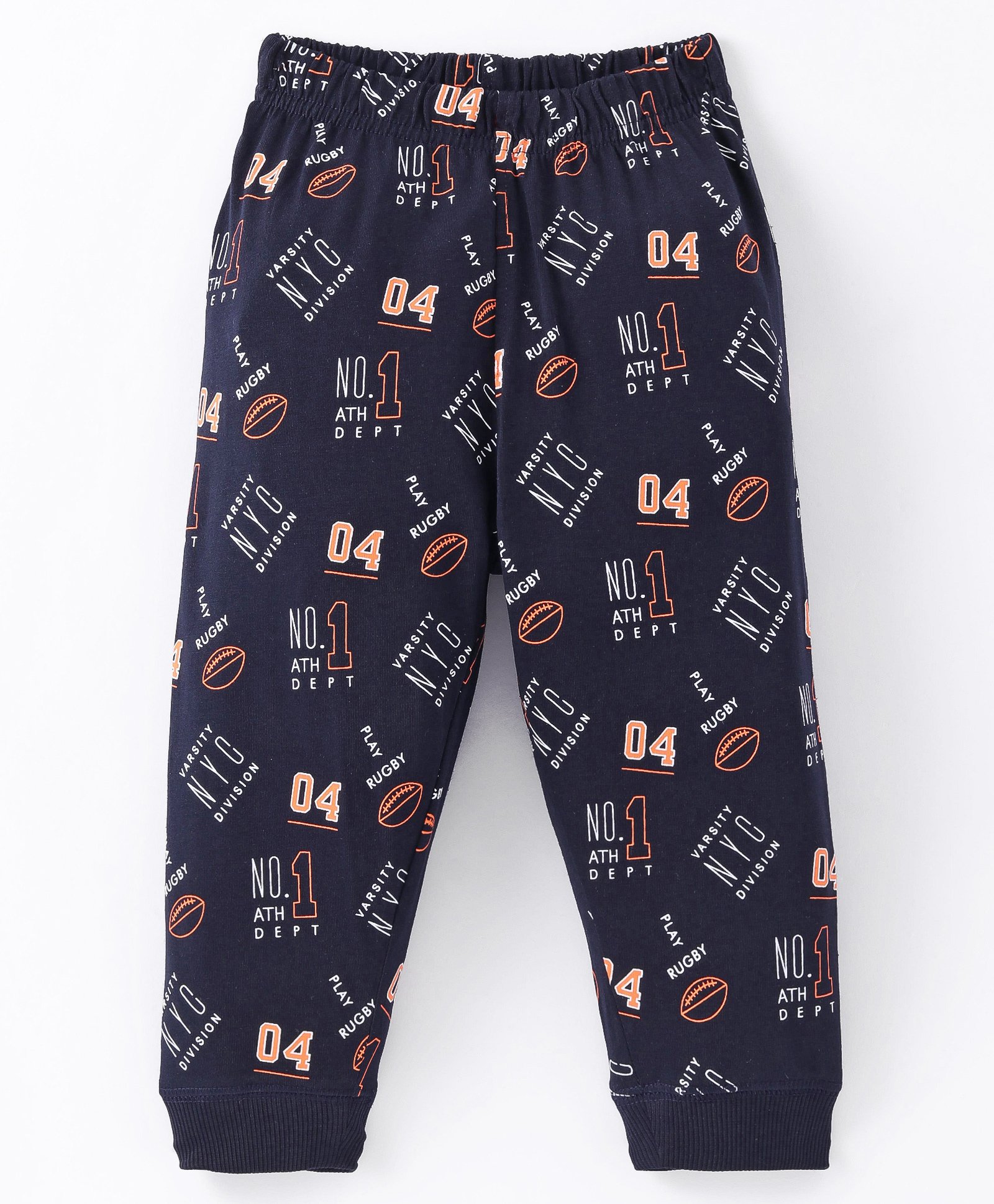 Doreme Single Jersey Knit Full Length Lounge Pant with Text Print - Navy Blue-picture-14