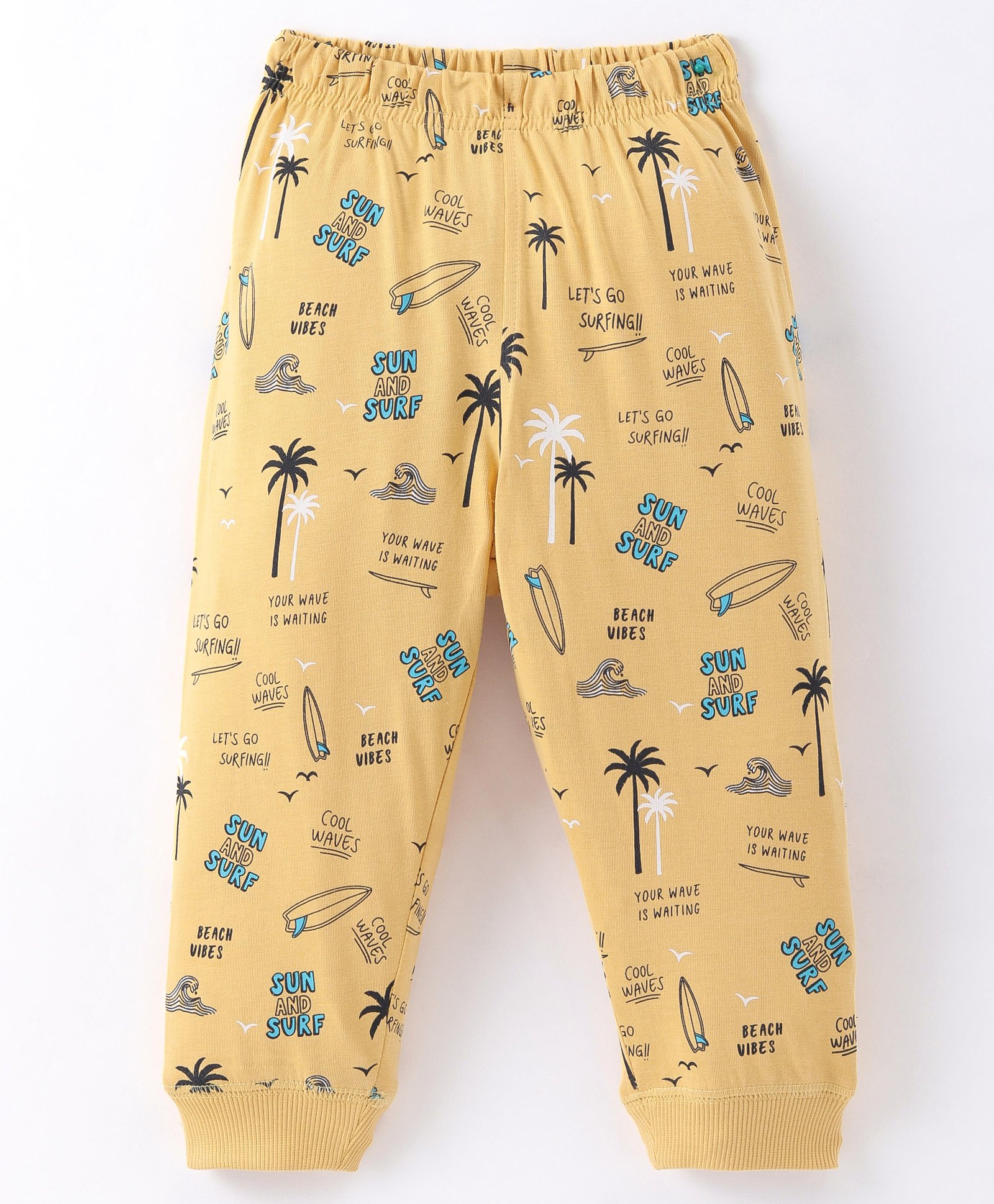 Doreme Single Jersey Knit Full Length Lounge Pant with Beach Theme Print - Yellow-picture-20