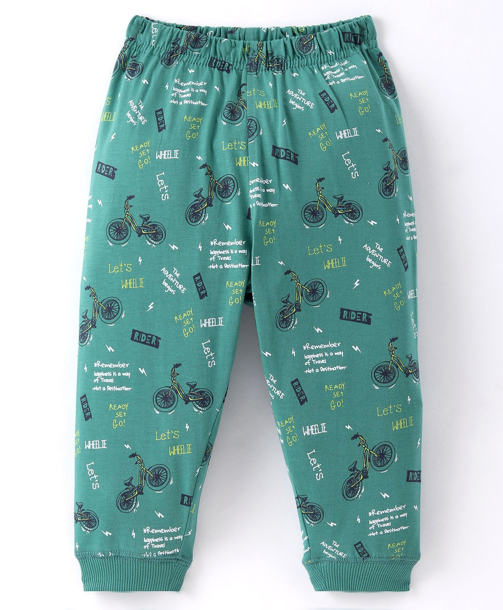 Doreme Single Jersey Knit Full Length Lounge Pant with Bike Print - Green-picture-19