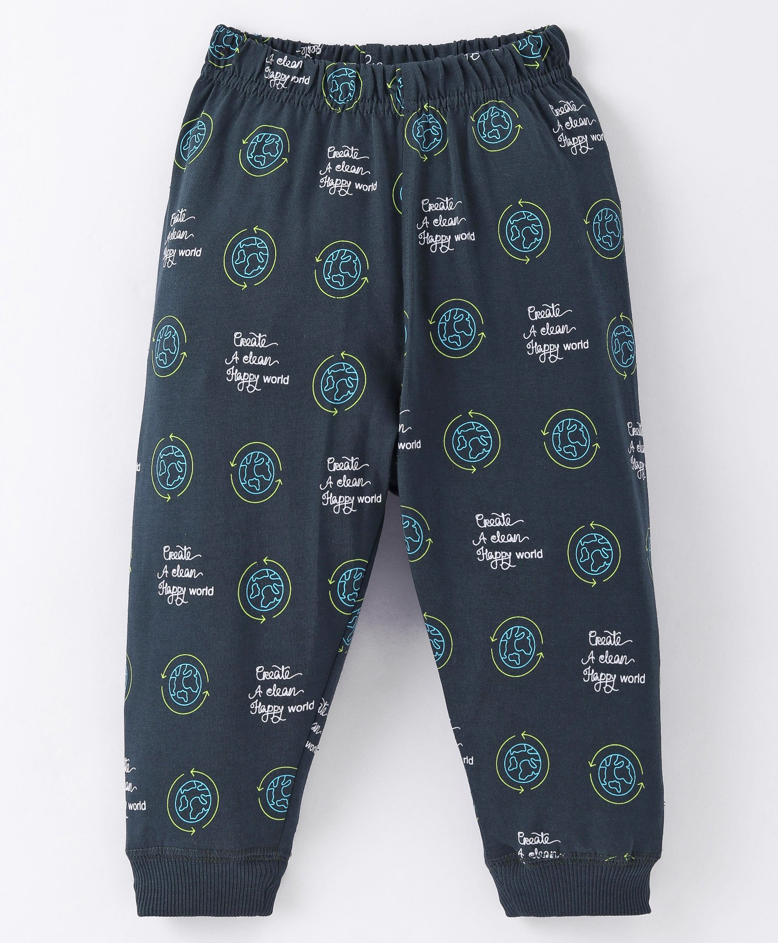 Doreme Single Jersey Knit Full Length Lounge Pant with Planet Earth Print - Dark Green-picture-14