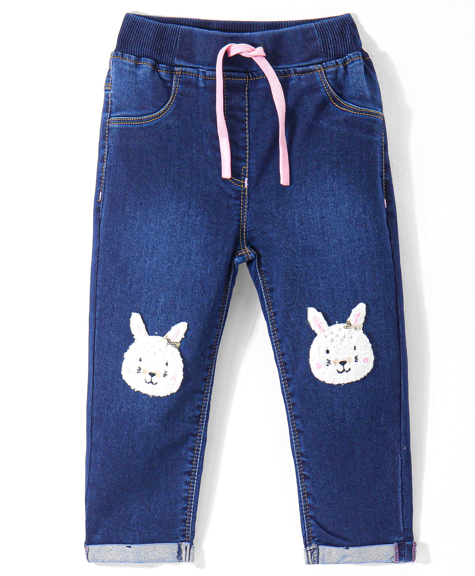 Little Kangaroos Denim Full Length Jeans with Bunny Patch - Dark Blue-picture-28