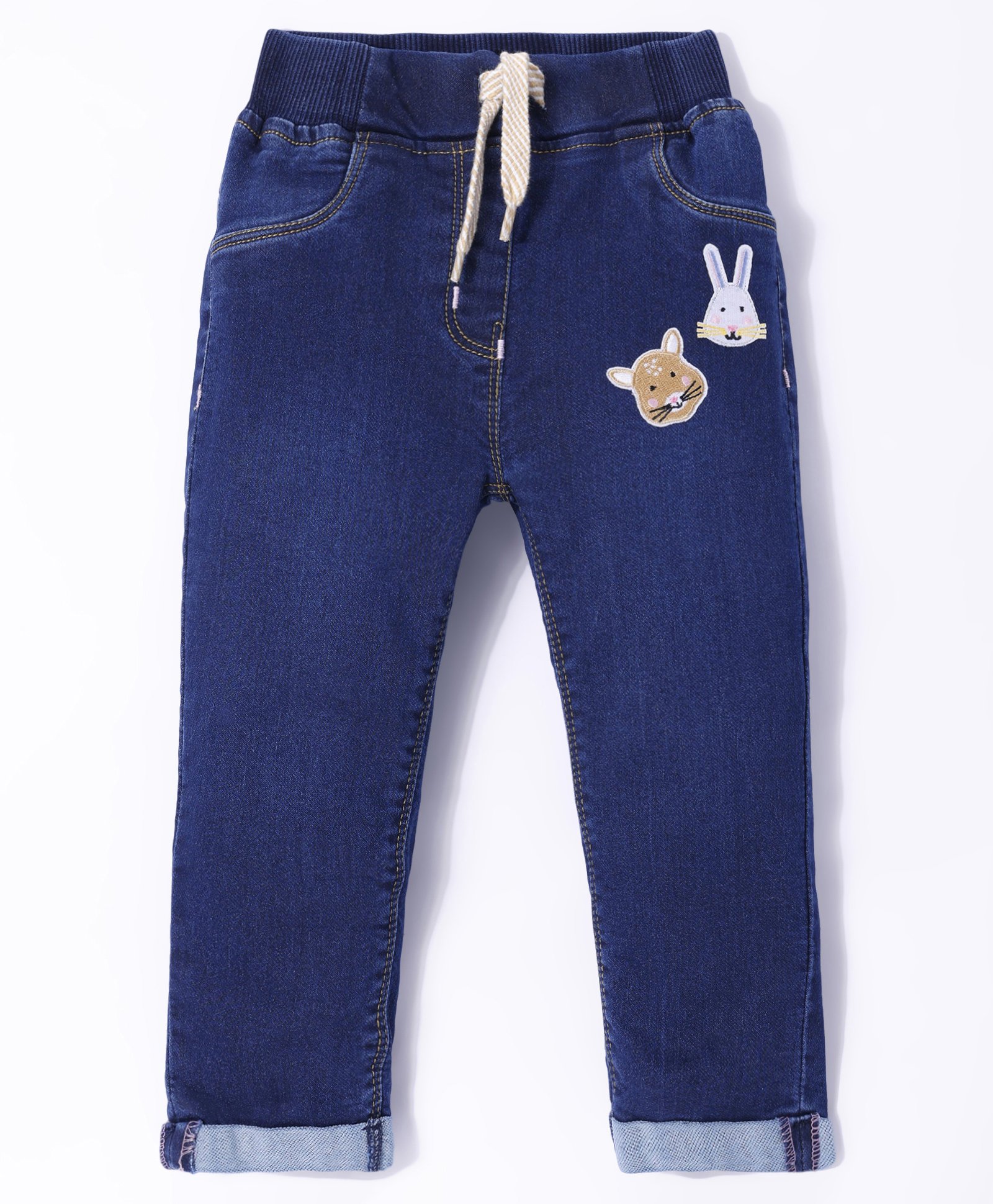 Little Kangaroos Denim Full Length Jeans with Animal Patch - Dark Blue-picture-36