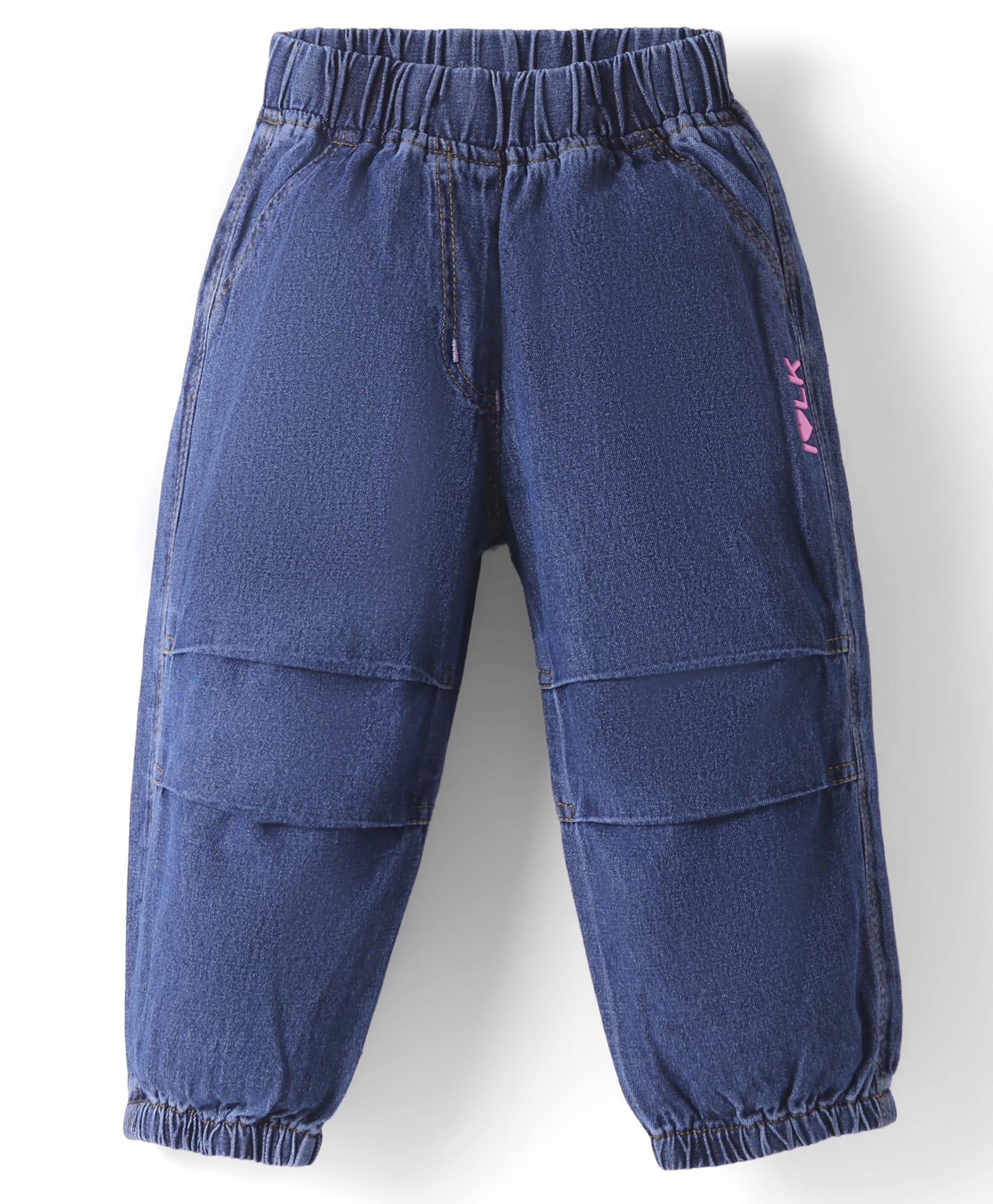 Little Kangaroos 100% Cotton Denim Woven Full Length Solid Color Jeans with Cut & Sew Design - Navy Blue-picture-22