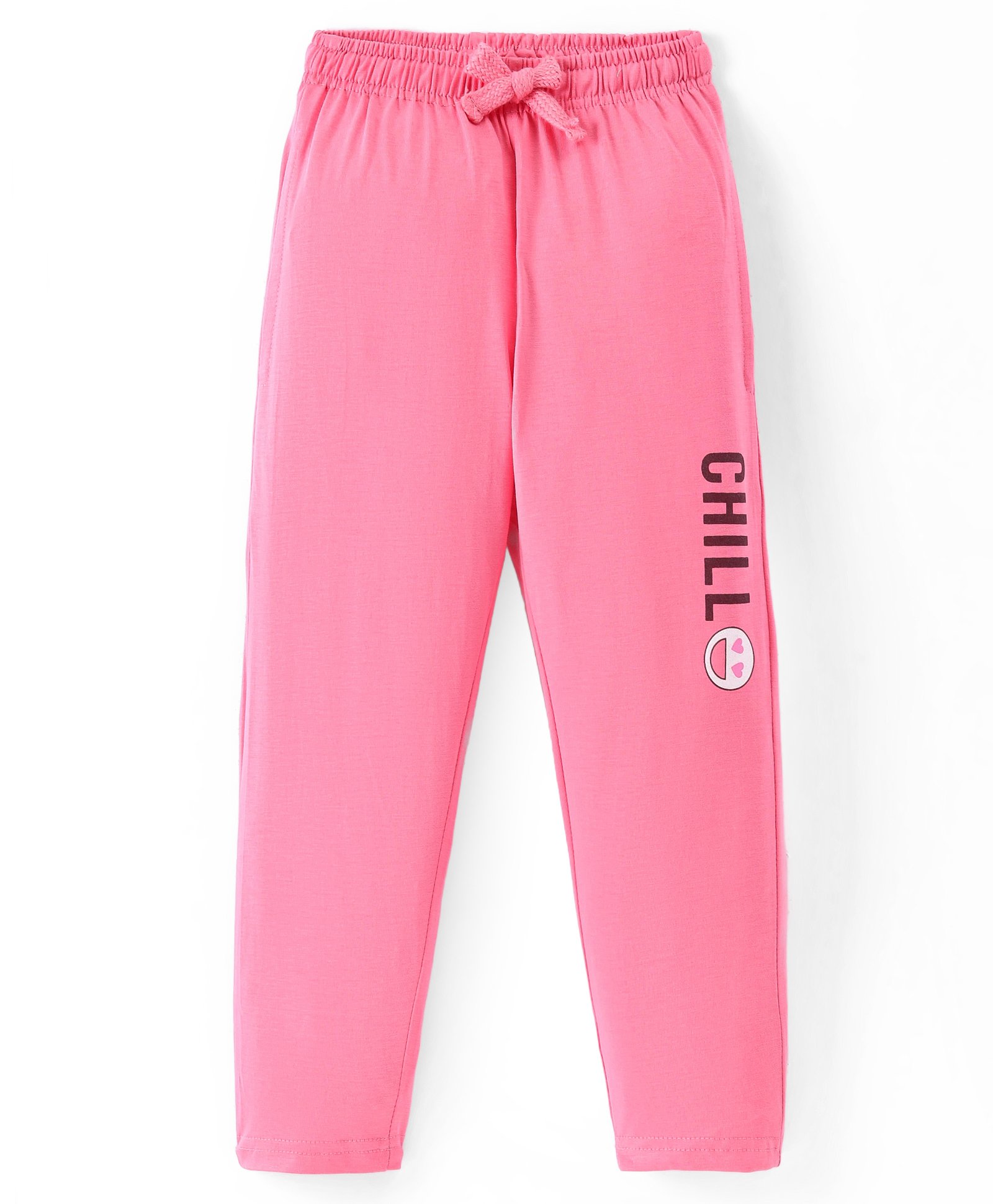 Doreme Lycra Knit Full Length Lounge Pants With Text Print - Pink-picture-12