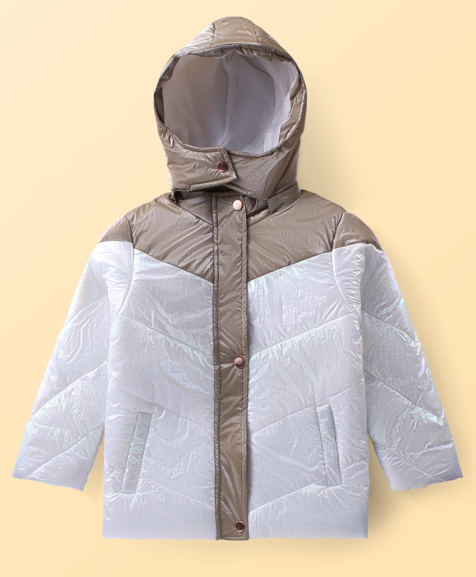 Pine Kids Full Sleeves Cut and Sew Jacket Solid Colour With Detachable Hood - Gold-picture-12