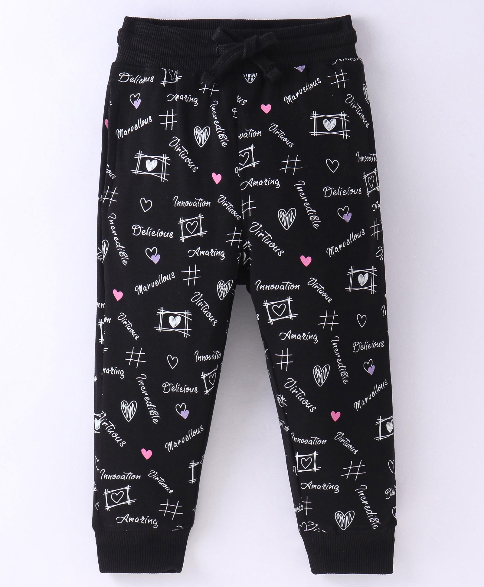 Doreme  Single Jersey Knit Full Length Legging with Text  Print - Black-picture-22