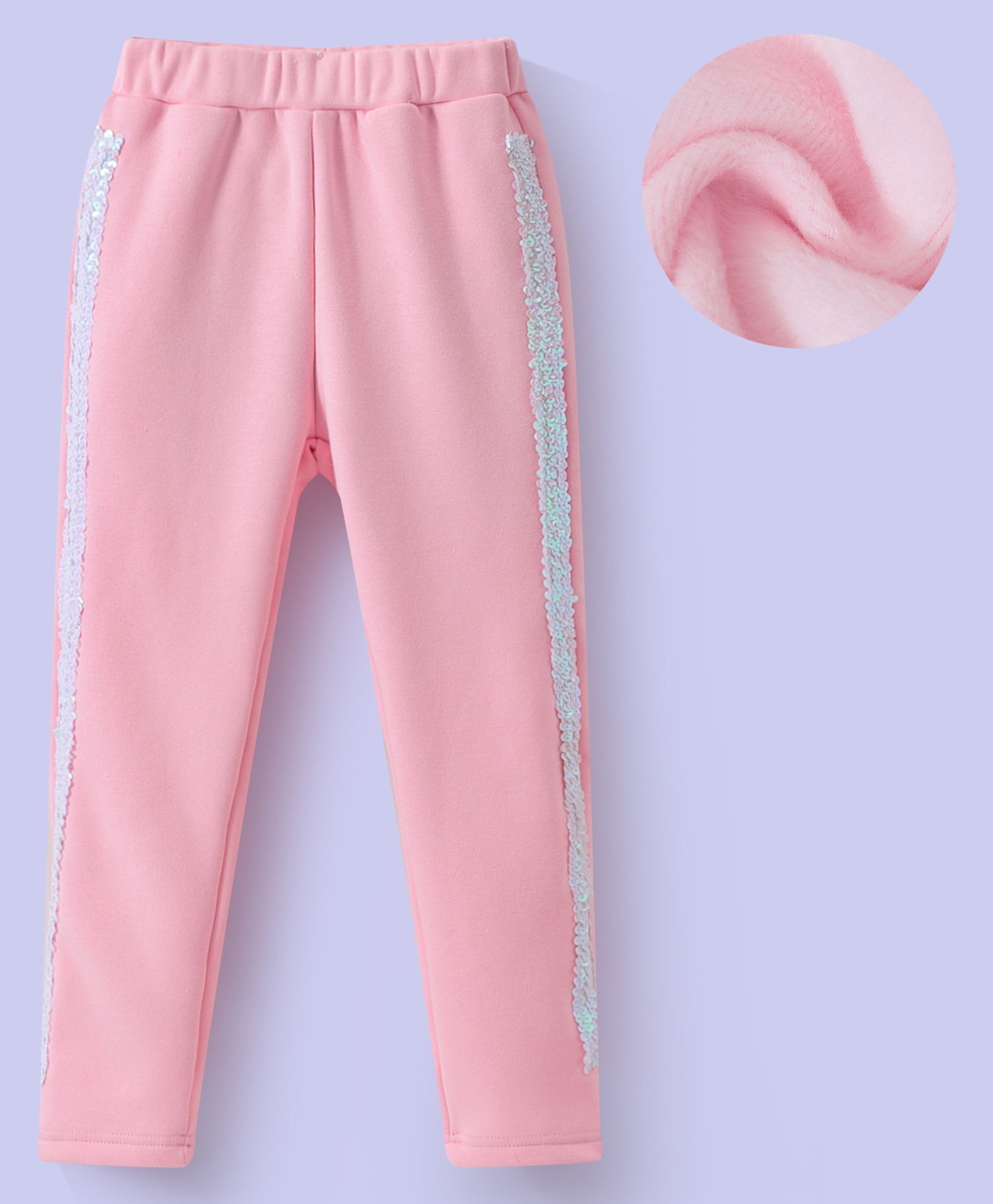 Kookie Kids Full Length Lounge Pant with Lace Detailing- Pink-picture-27