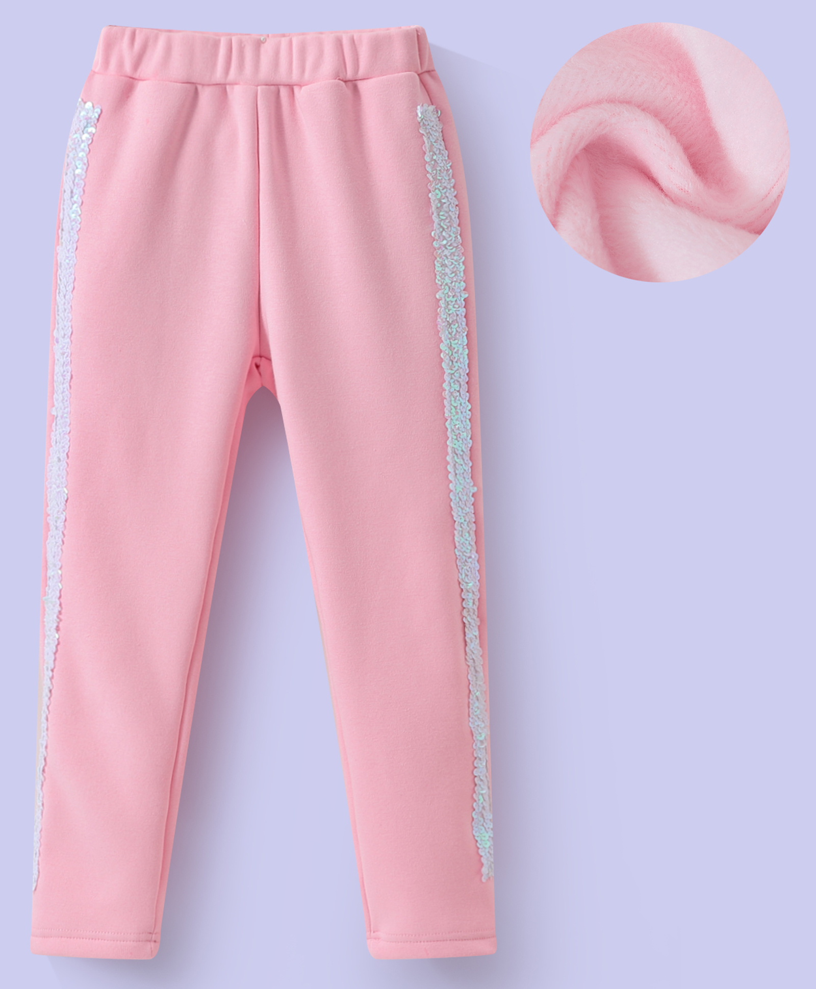 Kookie Kids Cotton Knit Full Length Lounge Pants with Sequin Detailing - Pink-image-29